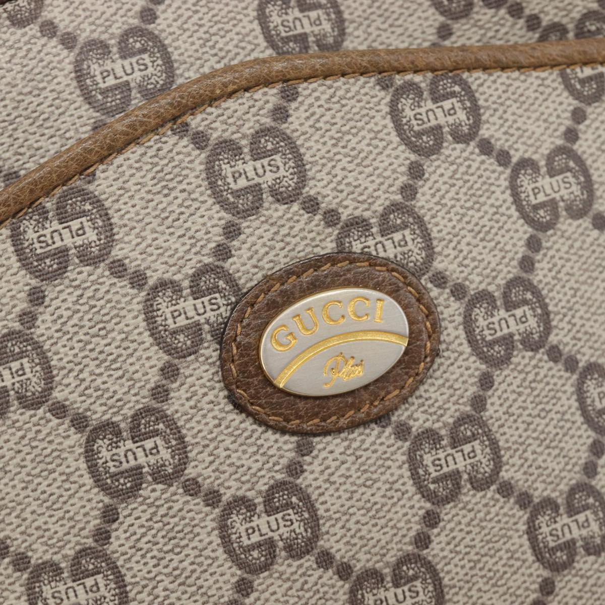 GUCCI PLUS Shoulder Bag PVC Beige Gold Tone Auth 207733
