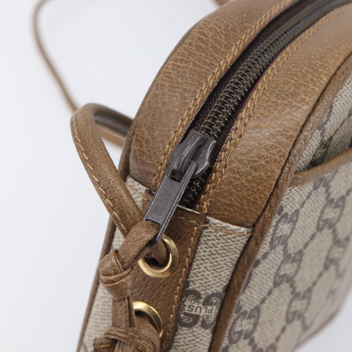 GUCCI PLUS Shoulder Bag PVC Beige Gold Tone Auth 207733