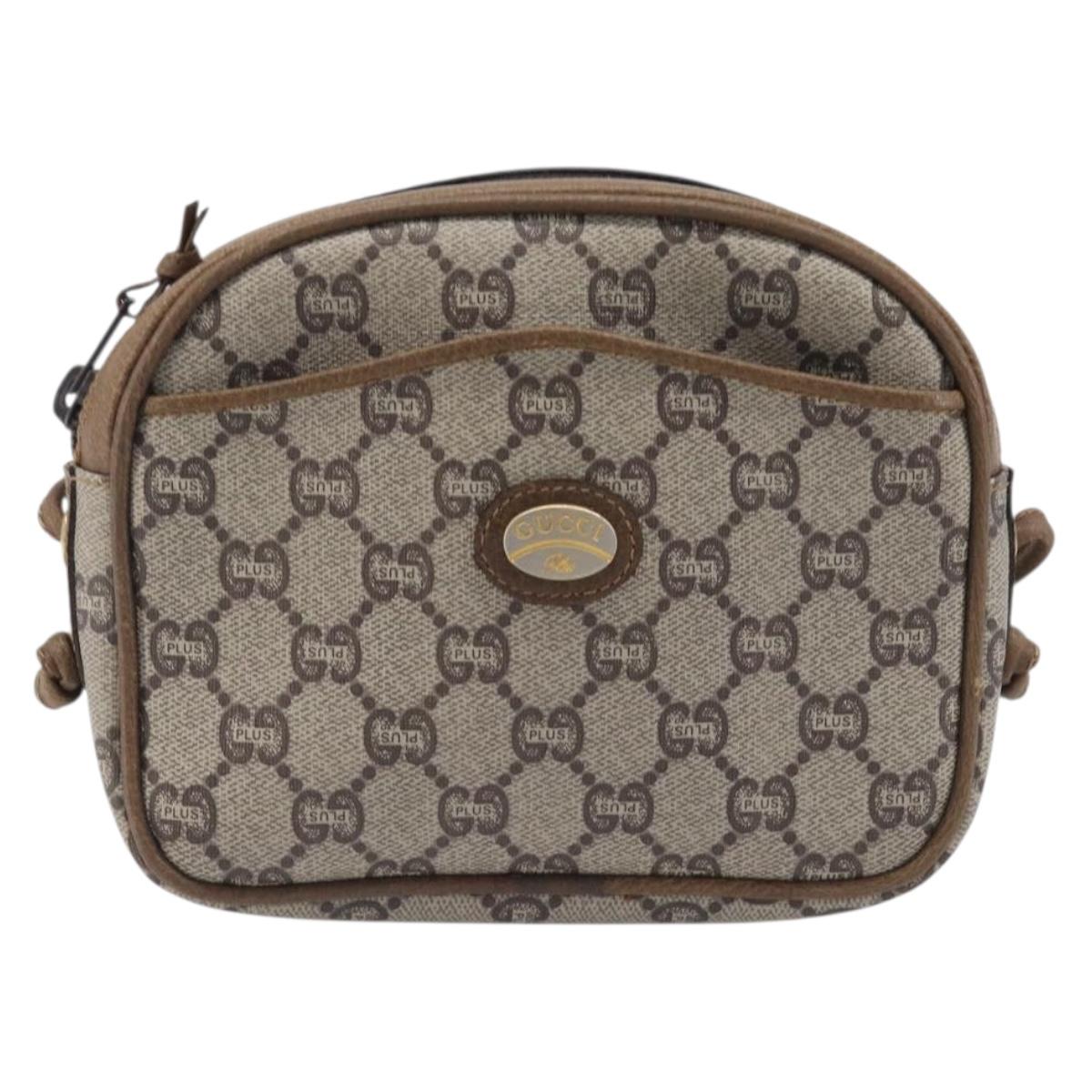 GUCCI PLUS Shoulder Bag PVC Beige Gold Tone Auth 207733