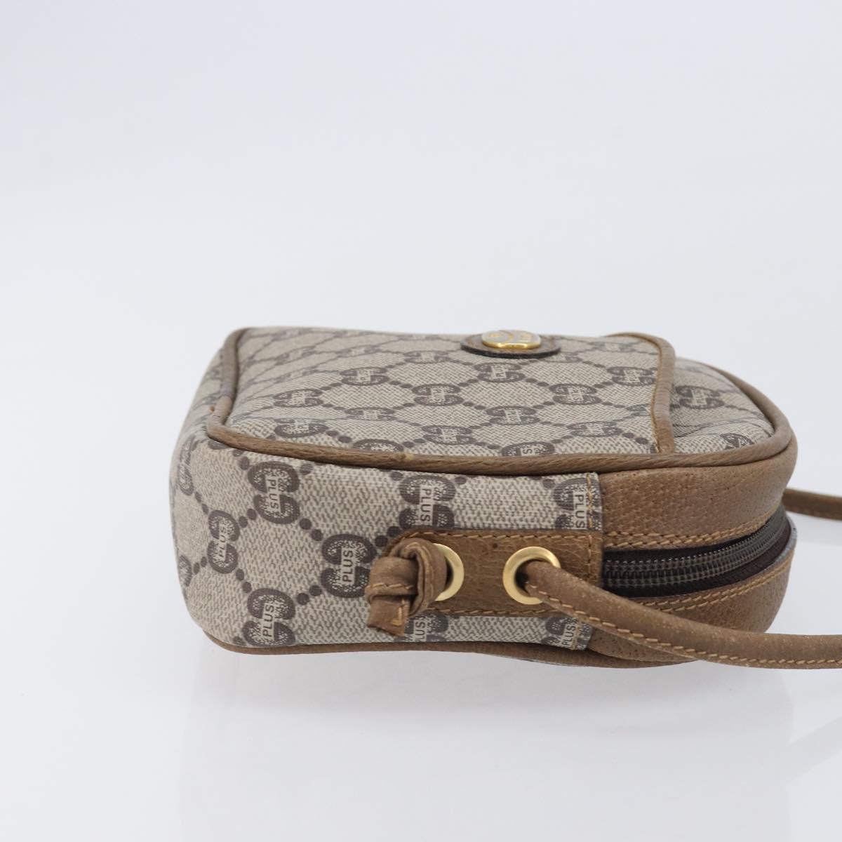 GUCCI PLUS Shoulder Bag PVC Beige Gold Tone Auth 207733