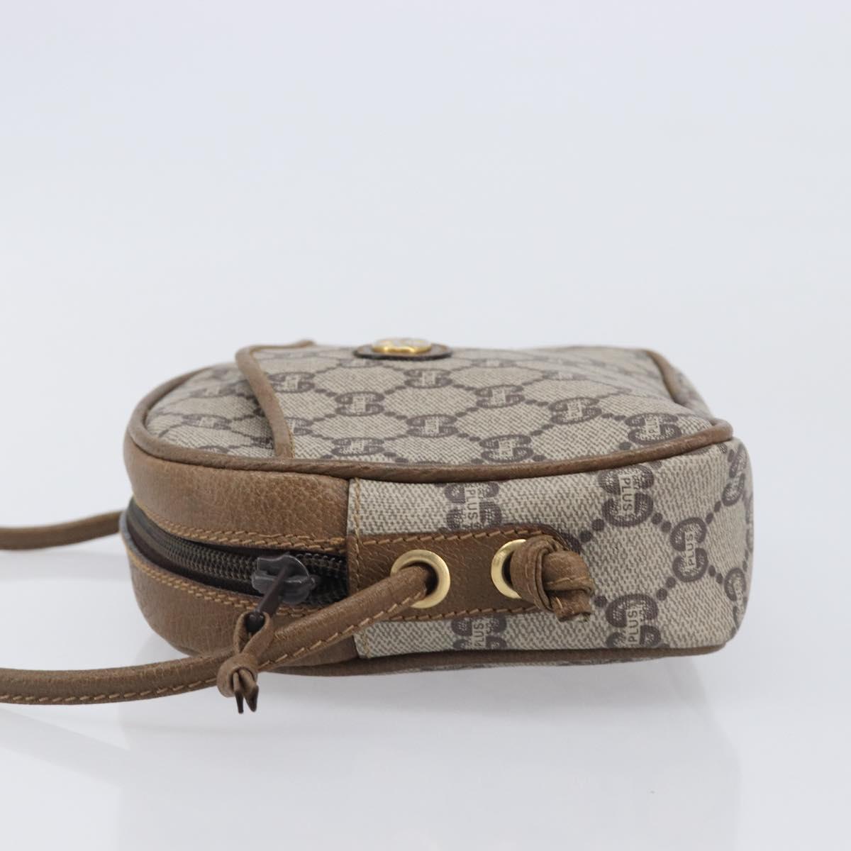GUCCI PLUS Shoulder Bag PVC Beige Gold Tone Auth 207733