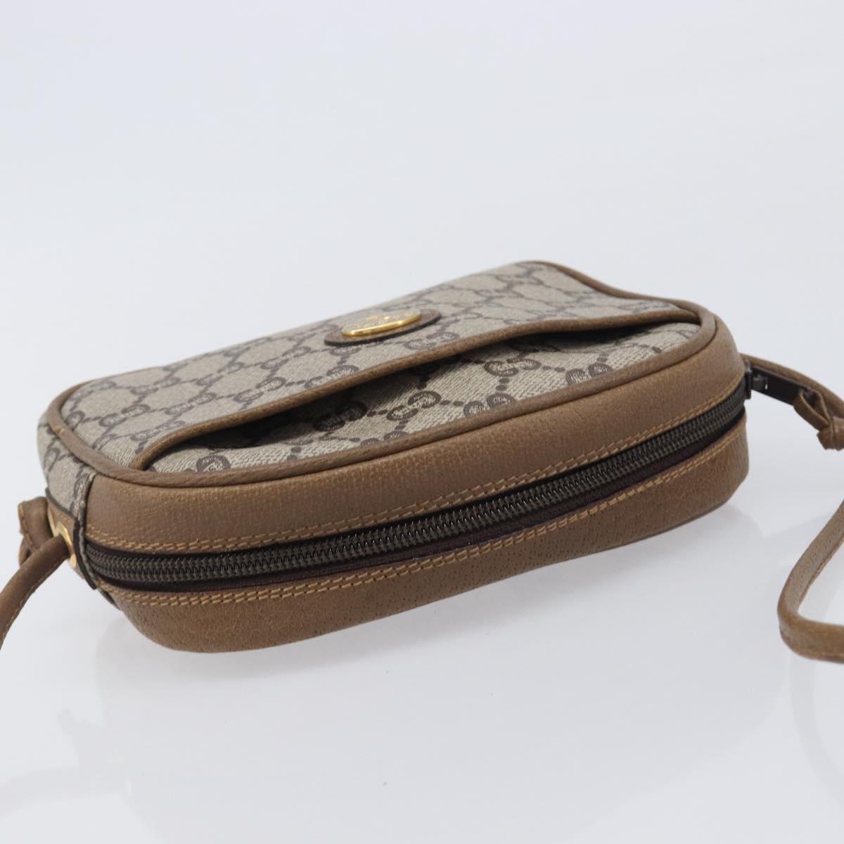 GUCCI PLUS Shoulder Bag PVC Beige Gold Tone Auth 207733
