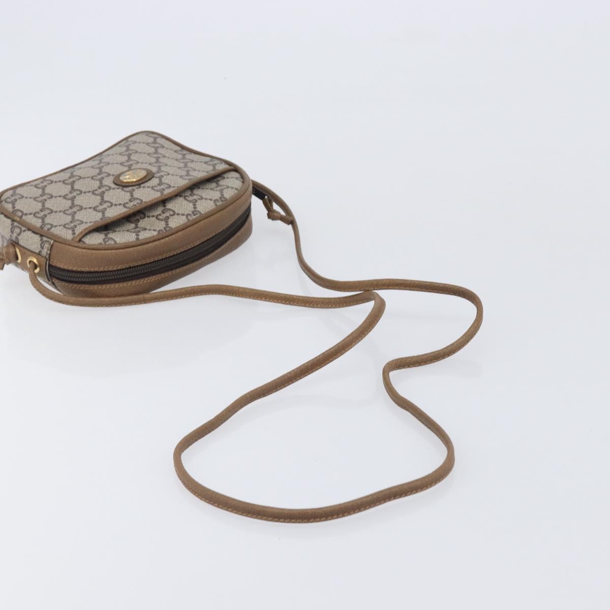 GUCCI PLUS Shoulder Bag PVC Beige Gold Tone Auth 207733