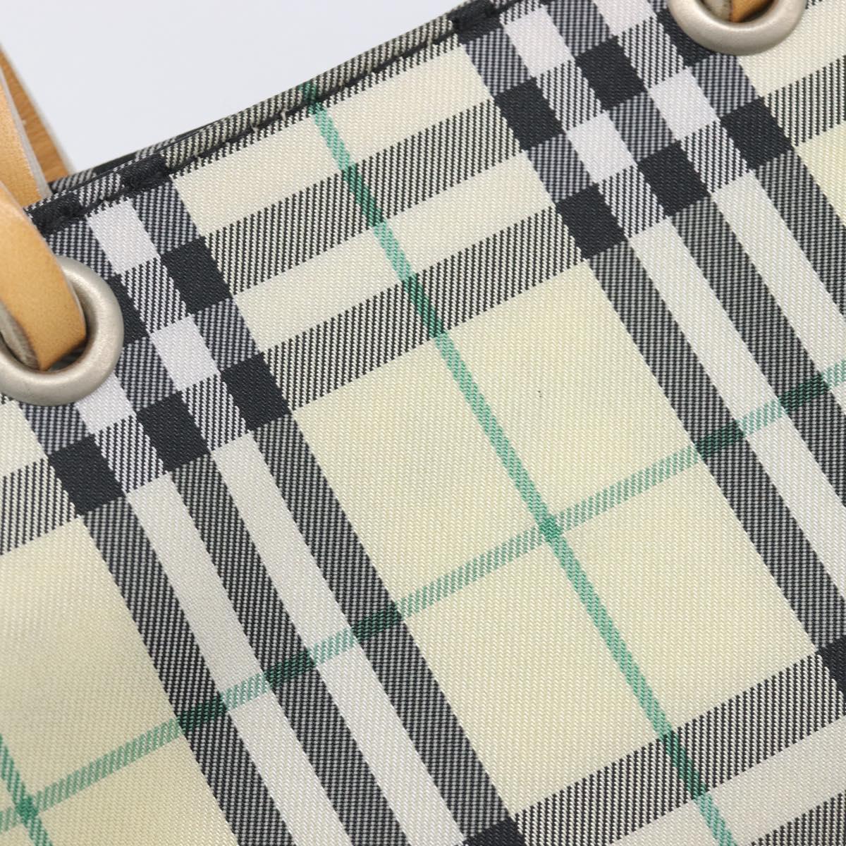 BURBERRY Nova Check Hand Bag Nylon Beige Silver Auth 207736A