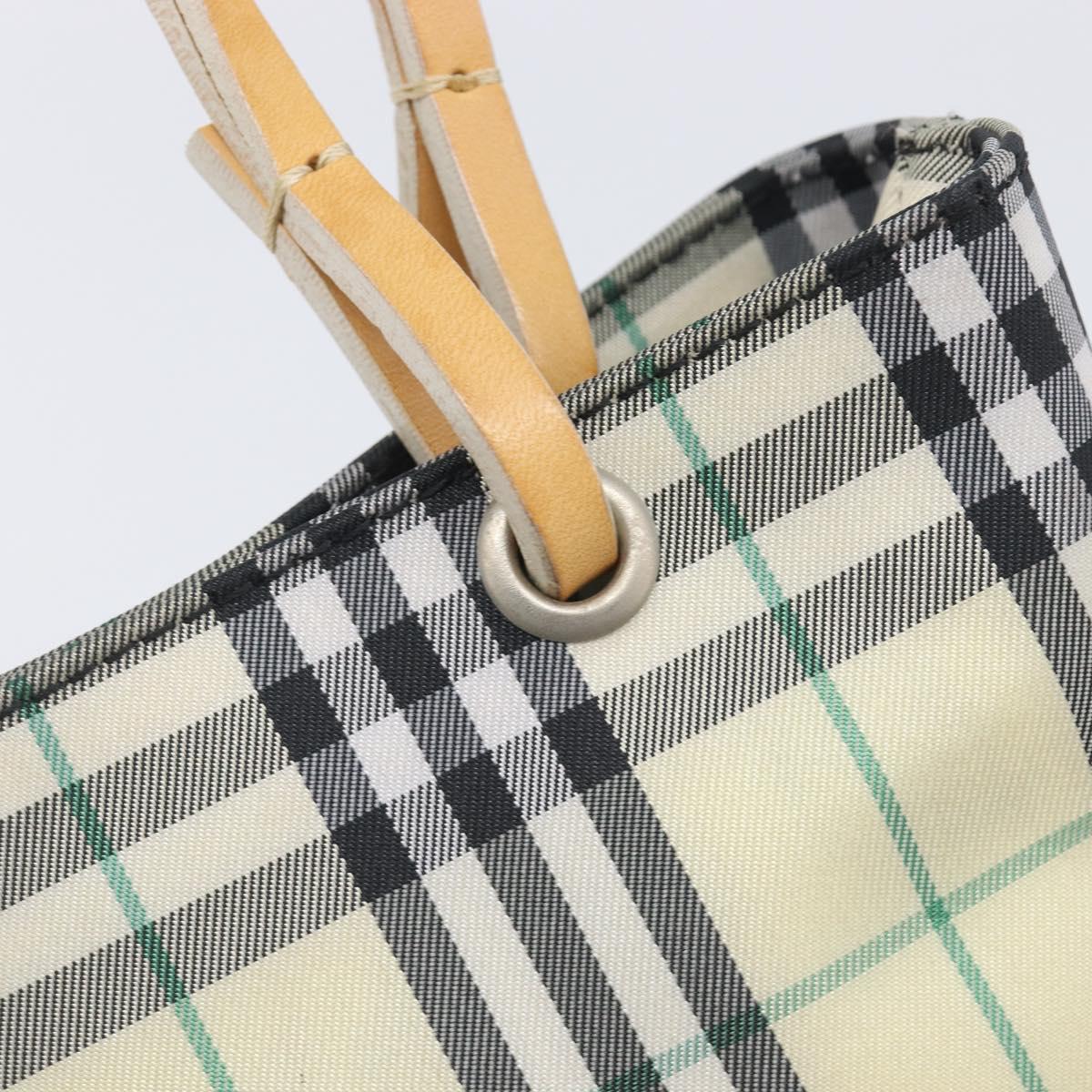 BURBERRY Nova Check Hand Bag Nylon Beige Silver Auth 207736A