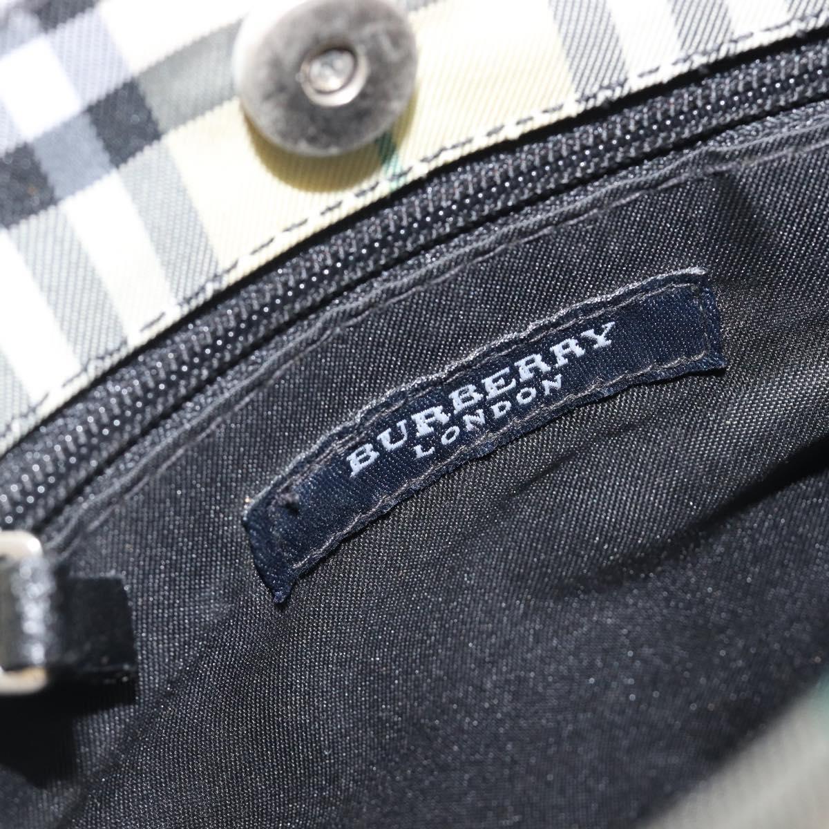 BURBERRY Nova Check Hand Bag Nylon Beige Silver Auth 207736A
