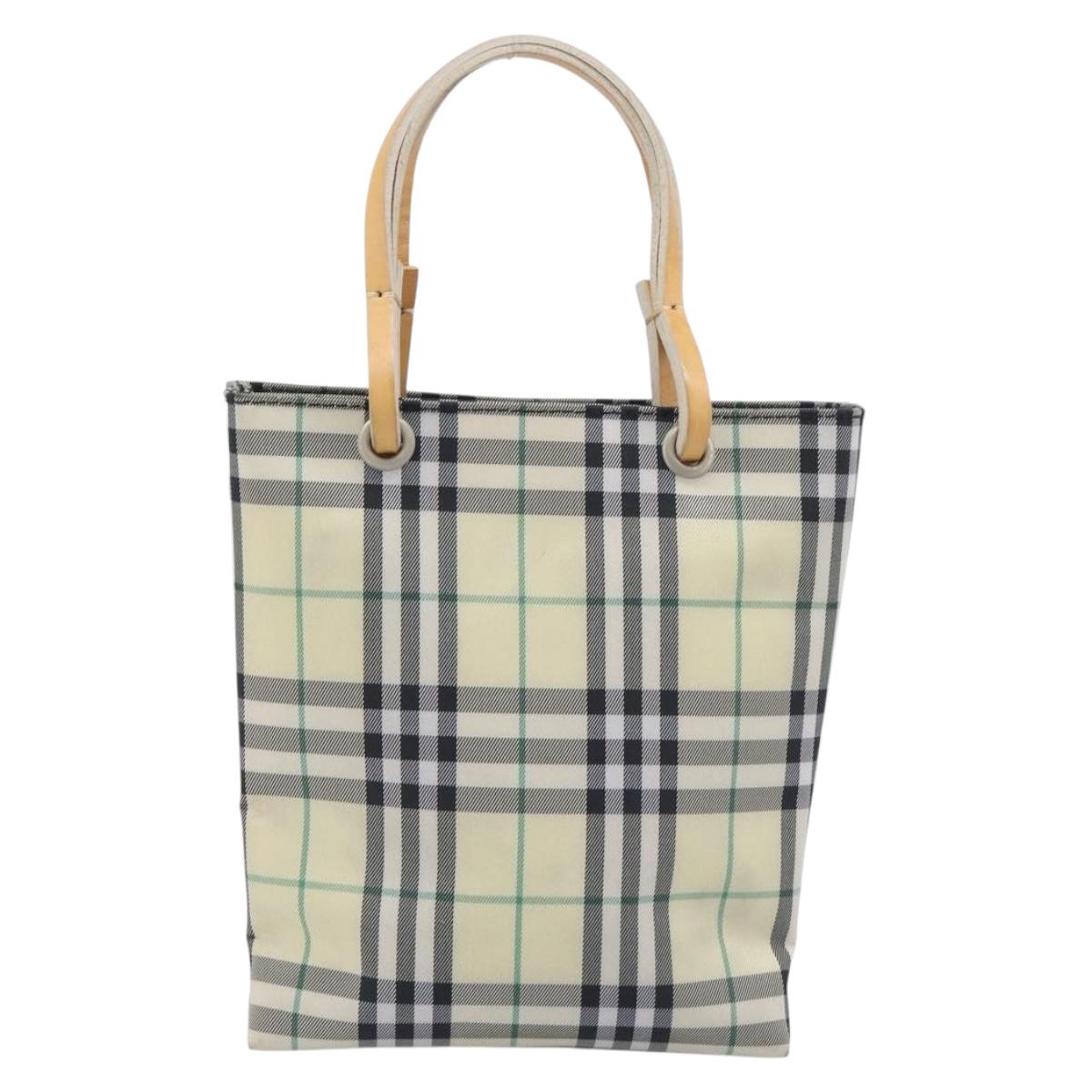BURBERRY Nova Check Hand Bag Nylon Beige Silver Auth 207736A
