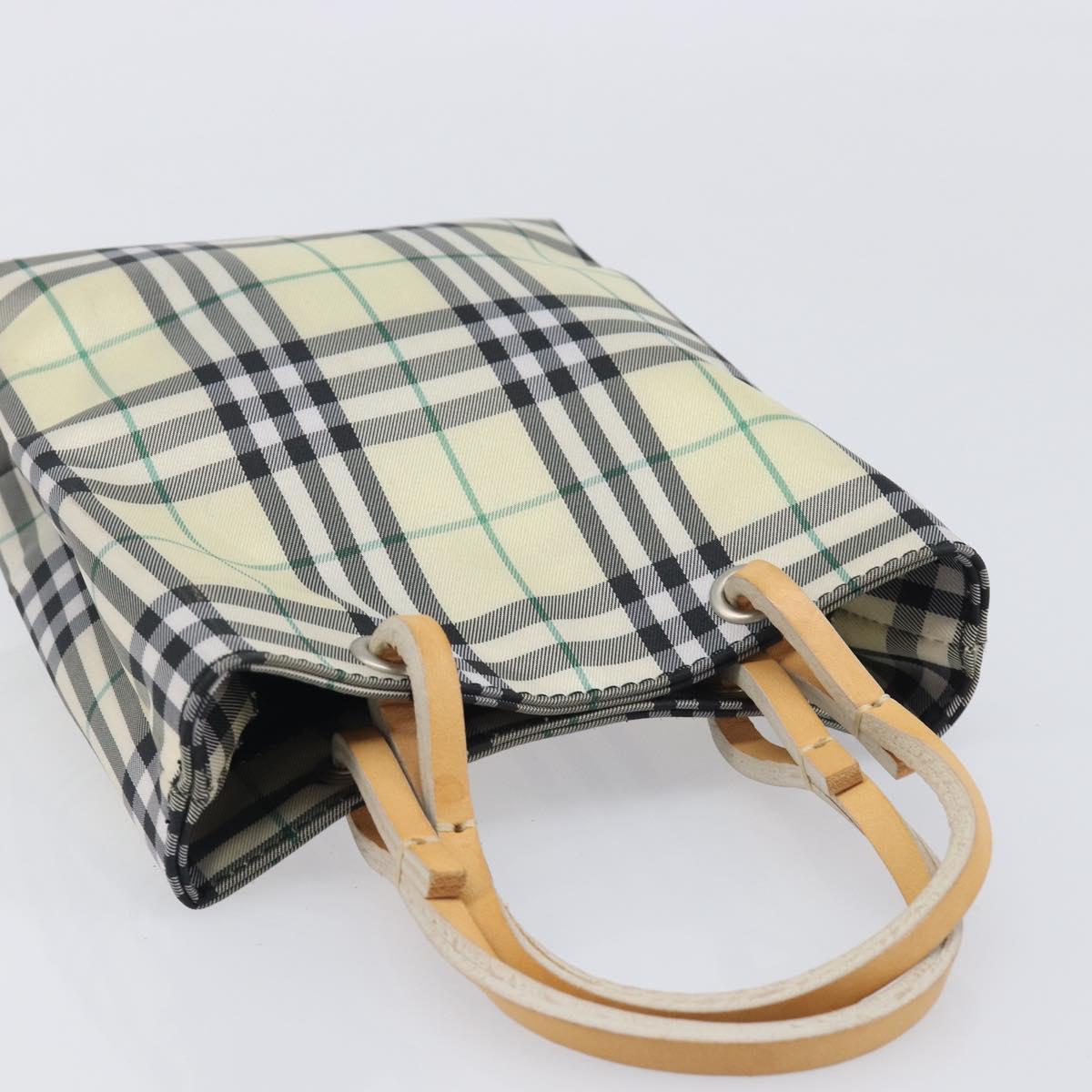 BURBERRY Nova Check Hand Bag Nylon Beige Silver Auth 207736A