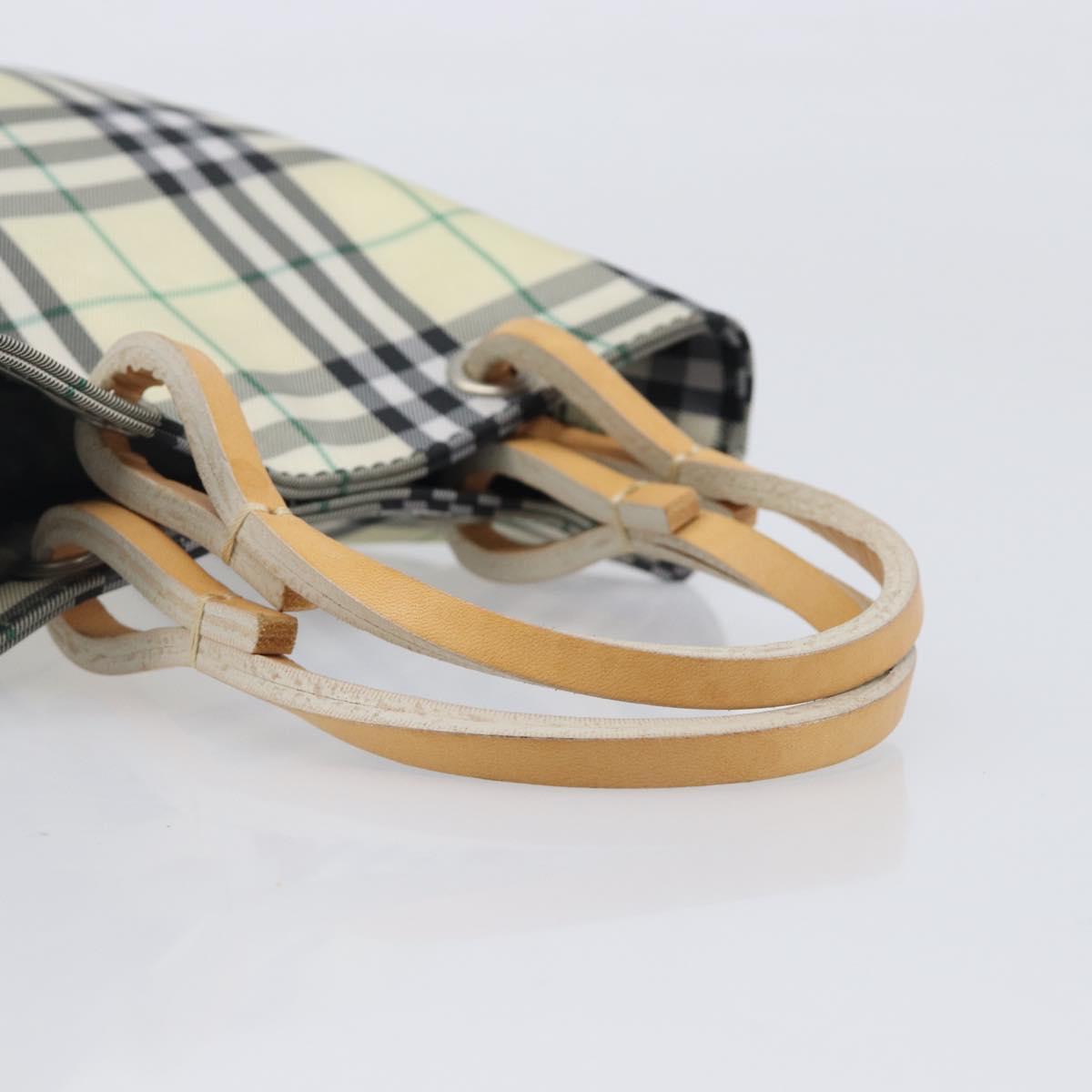 BURBERRY Nova Check Hand Bag Nylon Beige Silver Auth 207736A