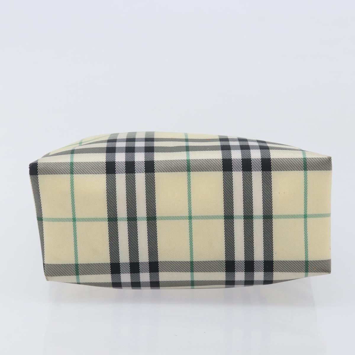 BURBERRY Nova Check Hand Bag Nylon Beige Silver Auth 207736A