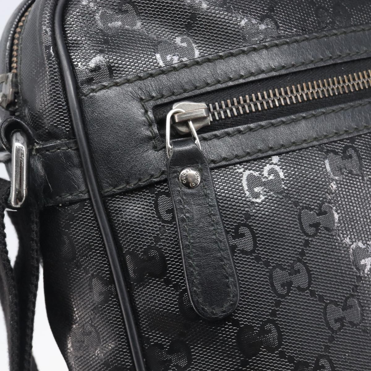 GUCCI GG Implementation Shoulder Bag PVC Black Silver 201448 Auth 207747