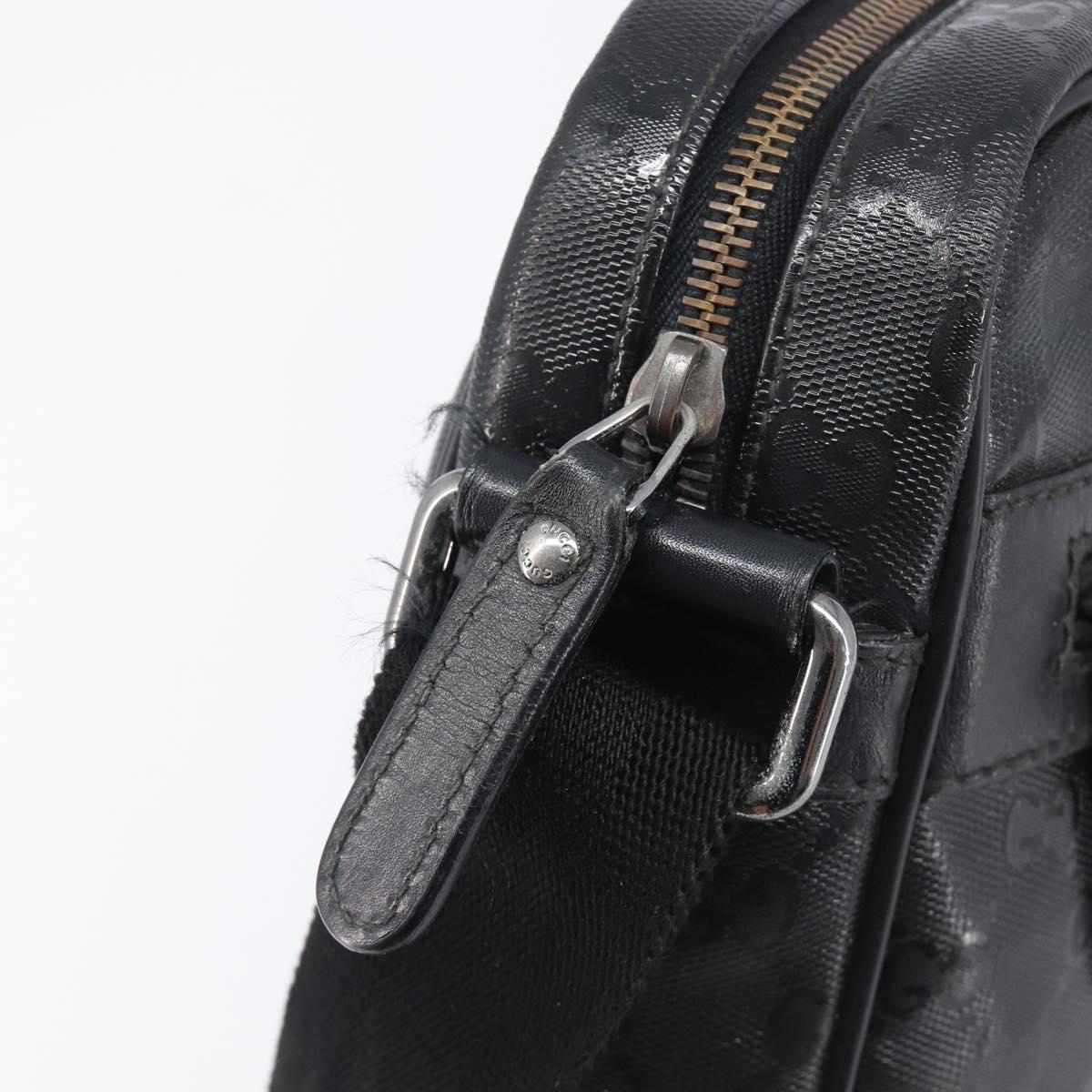 GUCCI GG Implementation Shoulder Bag PVC Black Silver 201448 Auth 207747