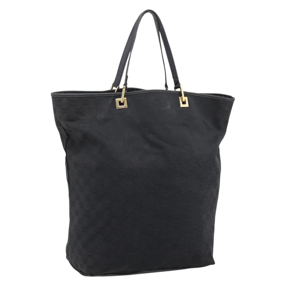 GUCCI GG Canvas Hand Bag Black Gold Tone 002 1097 Auth 207751