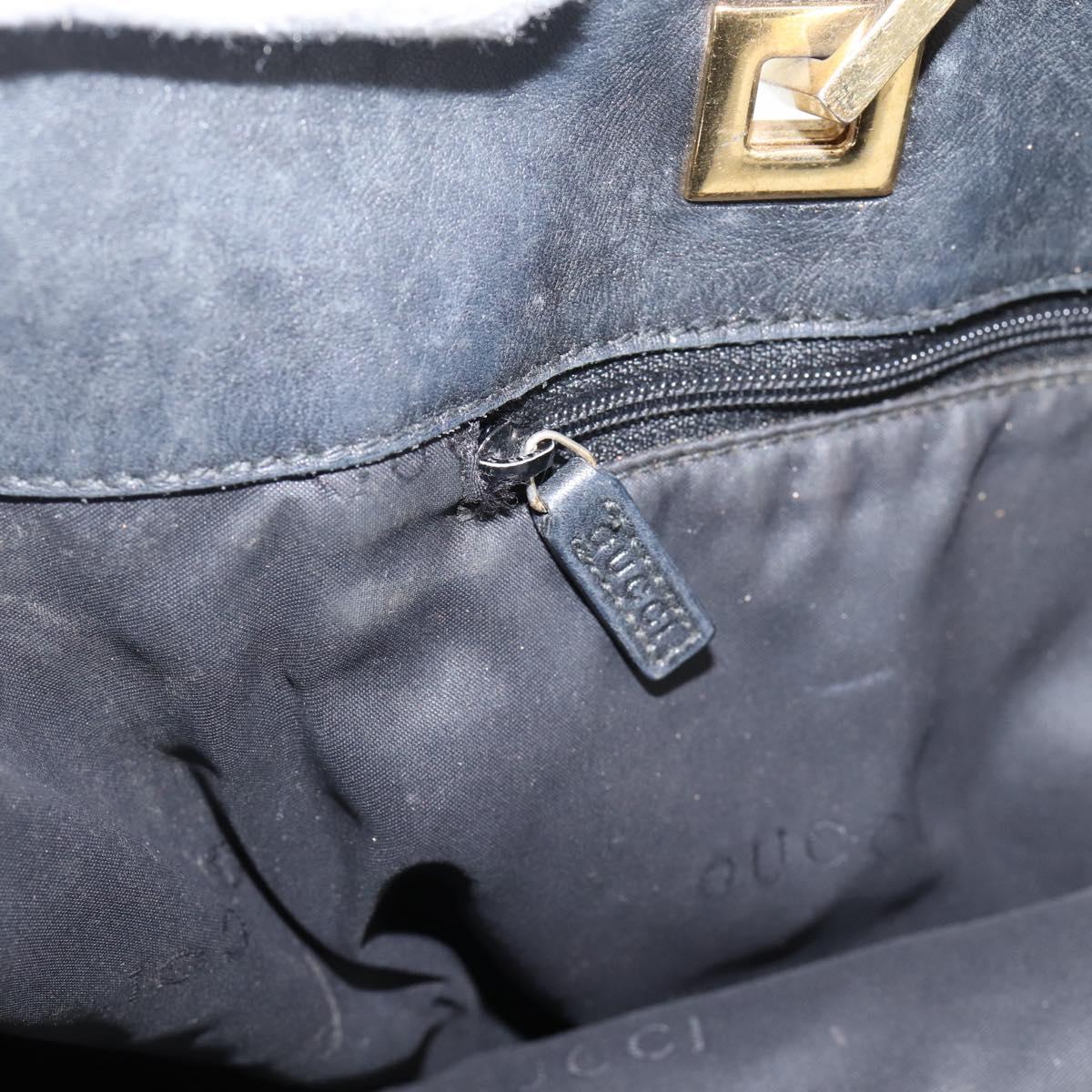 GUCCI GG Canvas Hand Bag Black Gold Tone 002 1097 Auth 207751