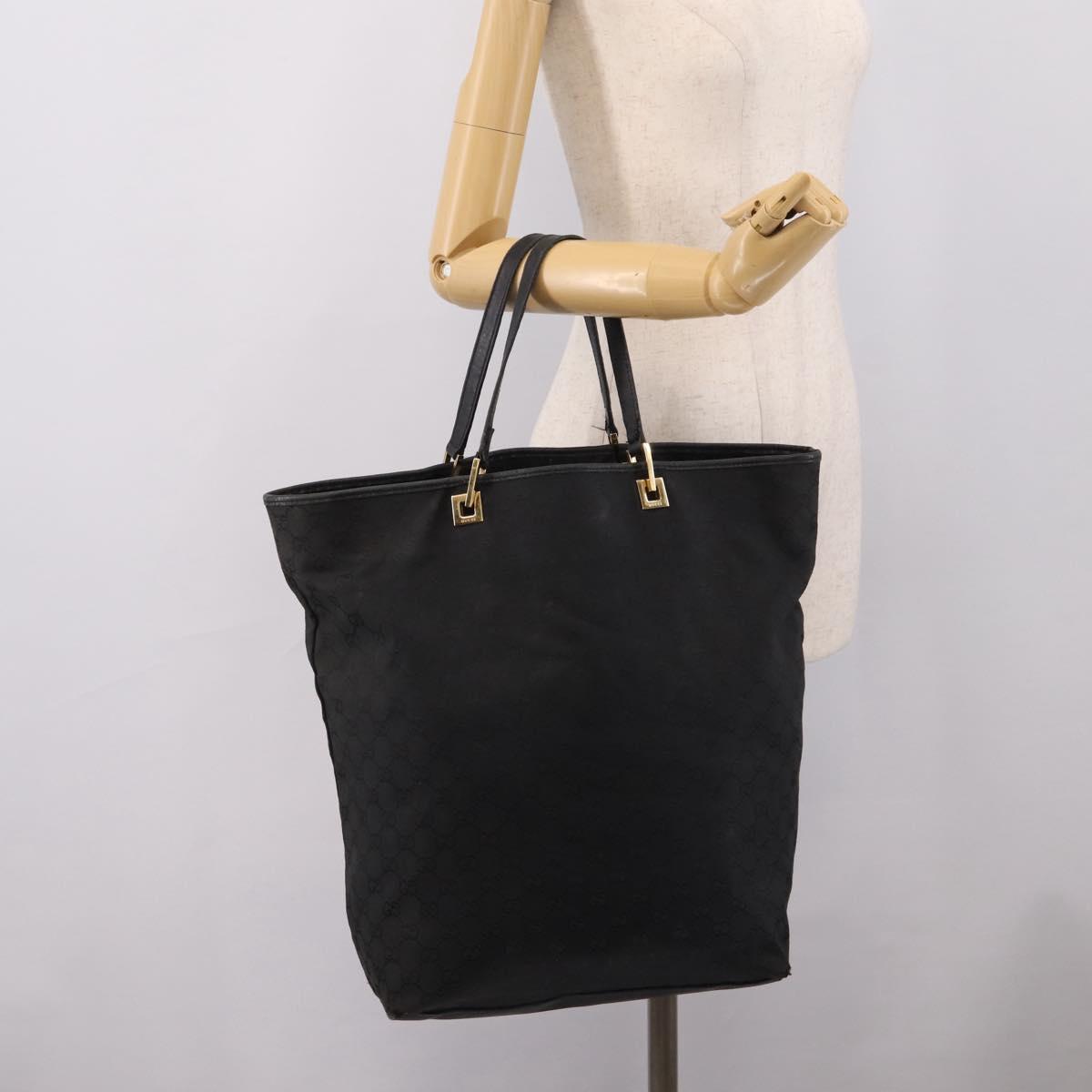 GUCCI GG Canvas Hand Bag Black Gold Tone 002 1097 Auth 207751