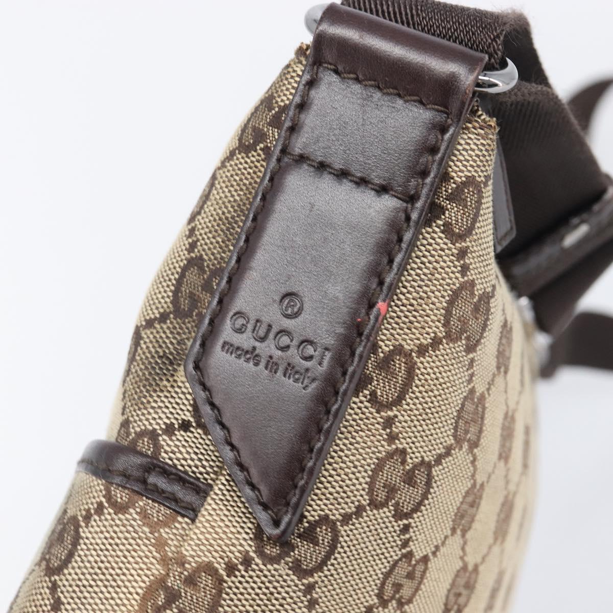 GUCCI GG Canvas Shoulder Bag Beige Silver 145857 Auth 207754