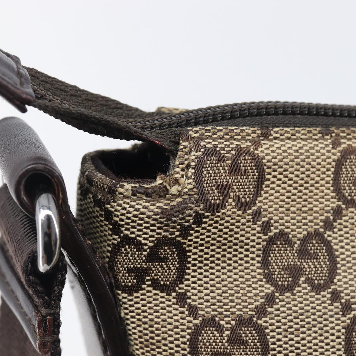 GUCCI GG Canvas Shoulder Bag Beige Silver 145857 Auth 207754