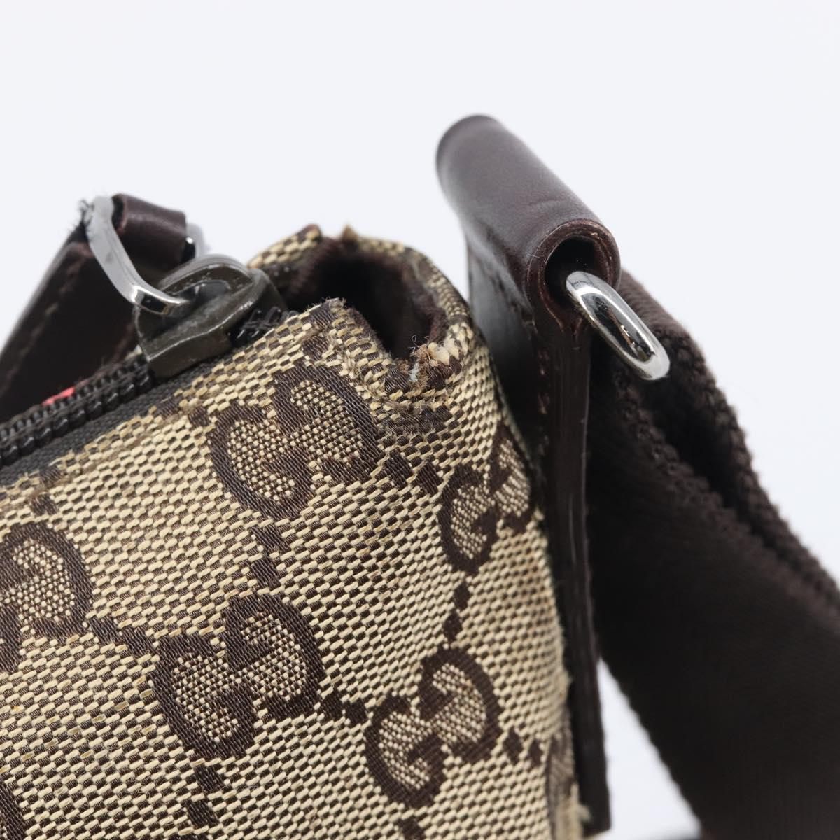 GUCCI GG Canvas Shoulder Bag Beige Silver 145857 Auth 207754