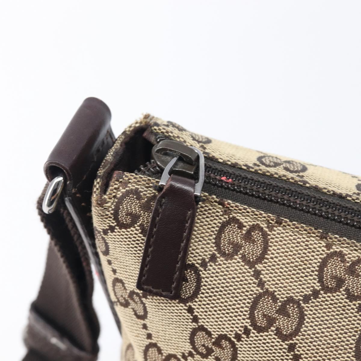 GUCCI GG Canvas Shoulder Bag Beige Silver 145857 Auth 207754