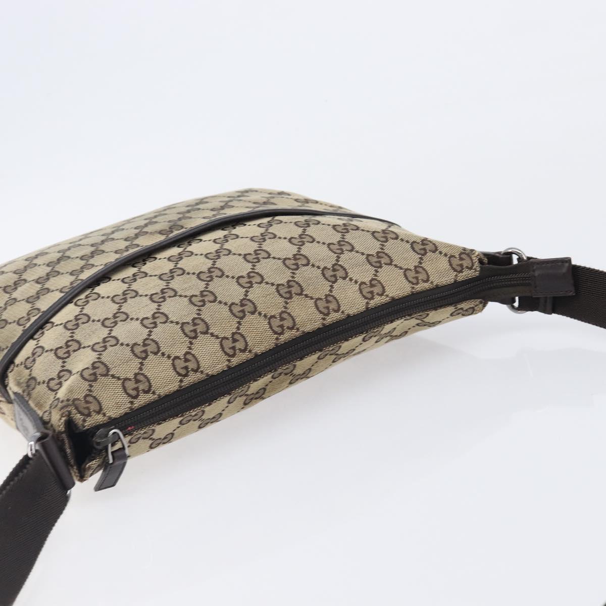 GUCCI GG Canvas Shoulder Bag Beige Silver 145857 Auth 207754