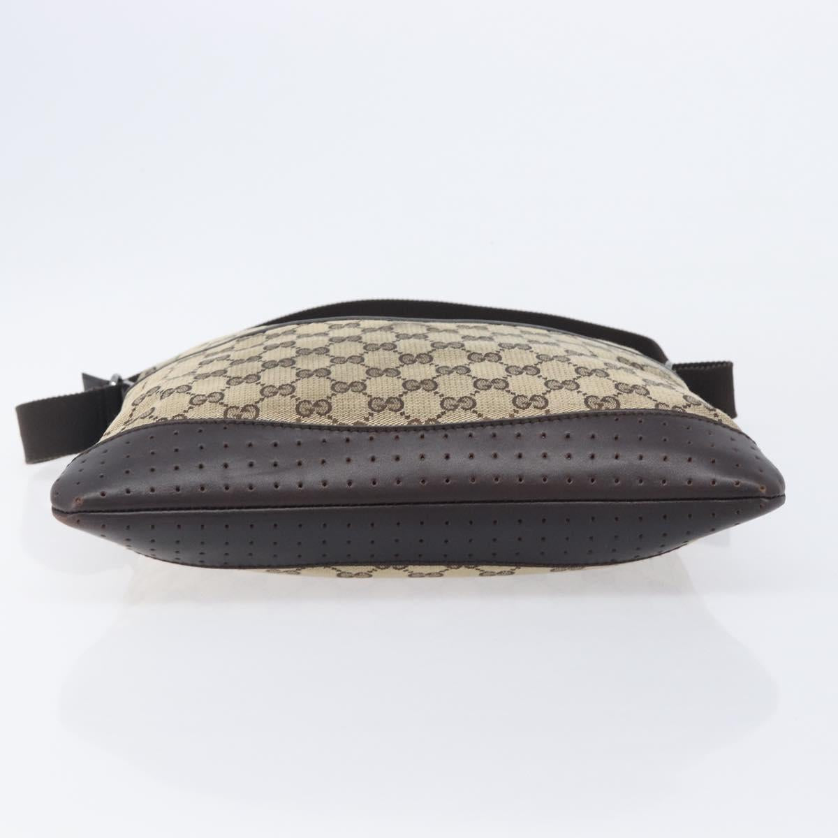 GUCCI GG Canvas Shoulder Bag Beige Silver 145857 Auth 207754