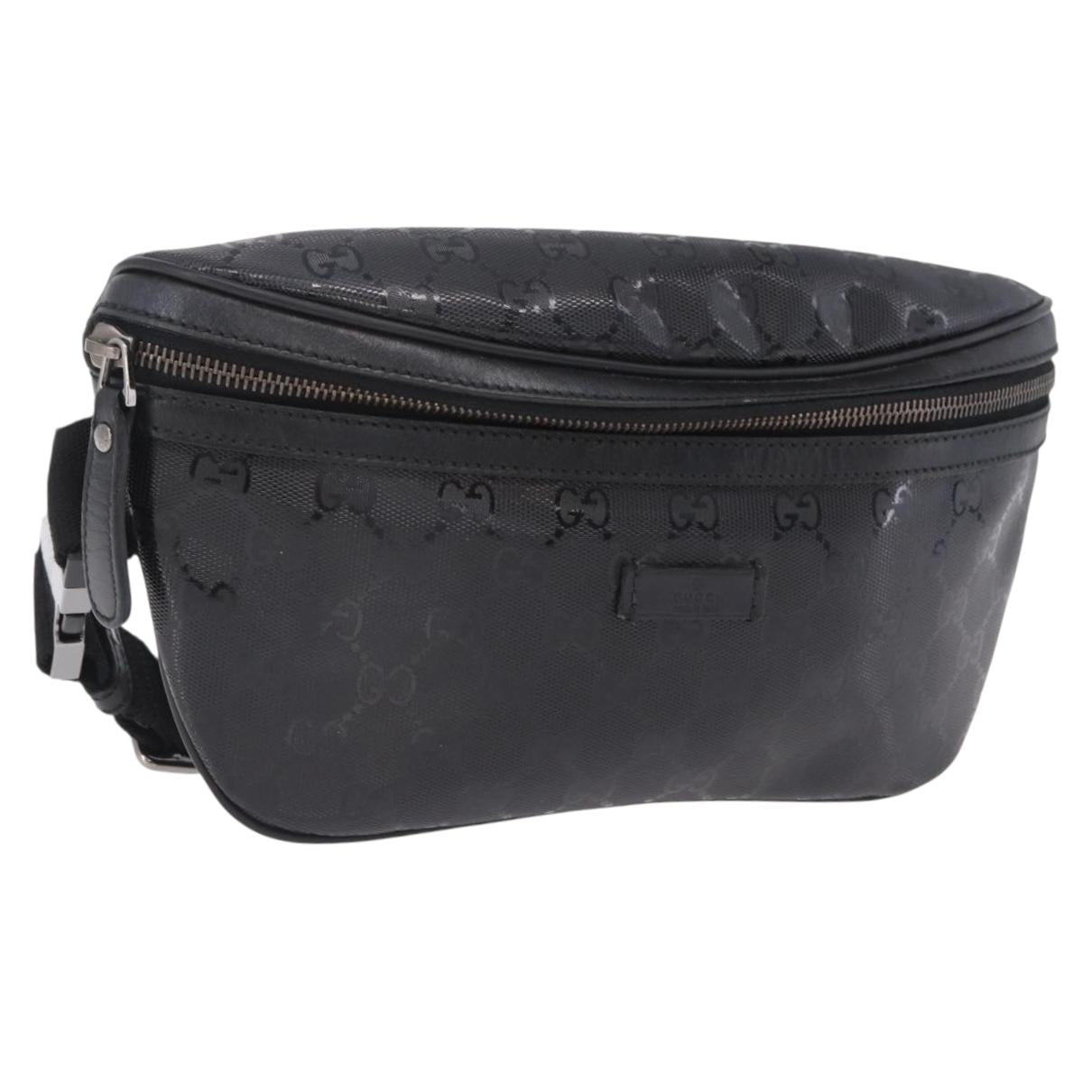 GUCCI GG Implementation Body Bag PVC Black Silver 233269 Auth 207765V