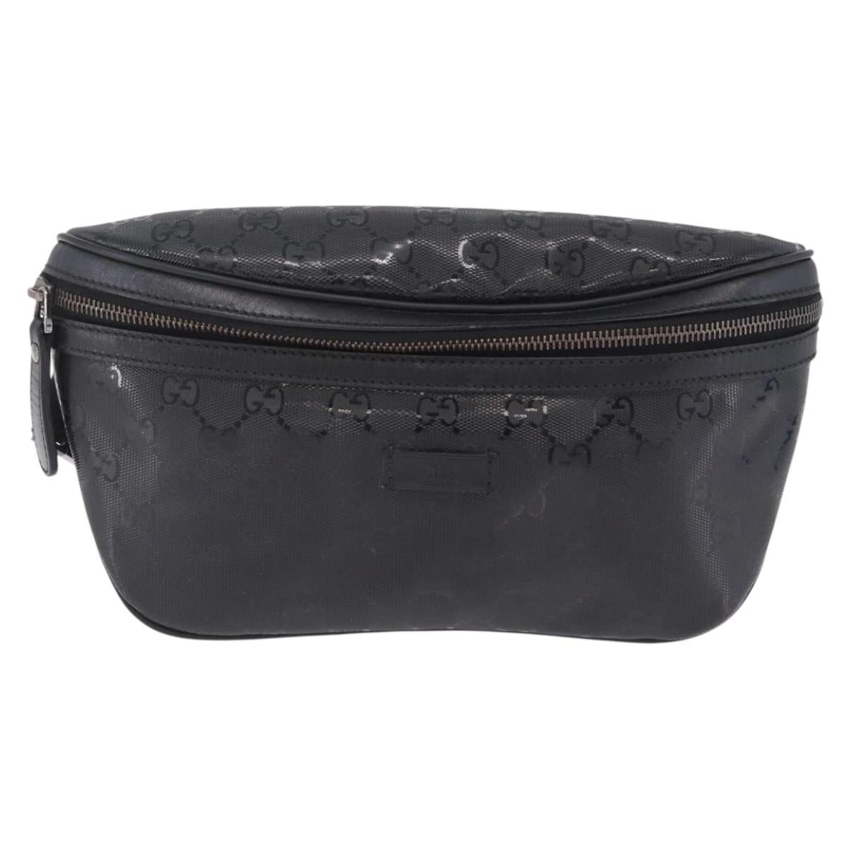 GUCCI GG Implementation Body Bag PVC Black Silver 233269 Auth 207765V