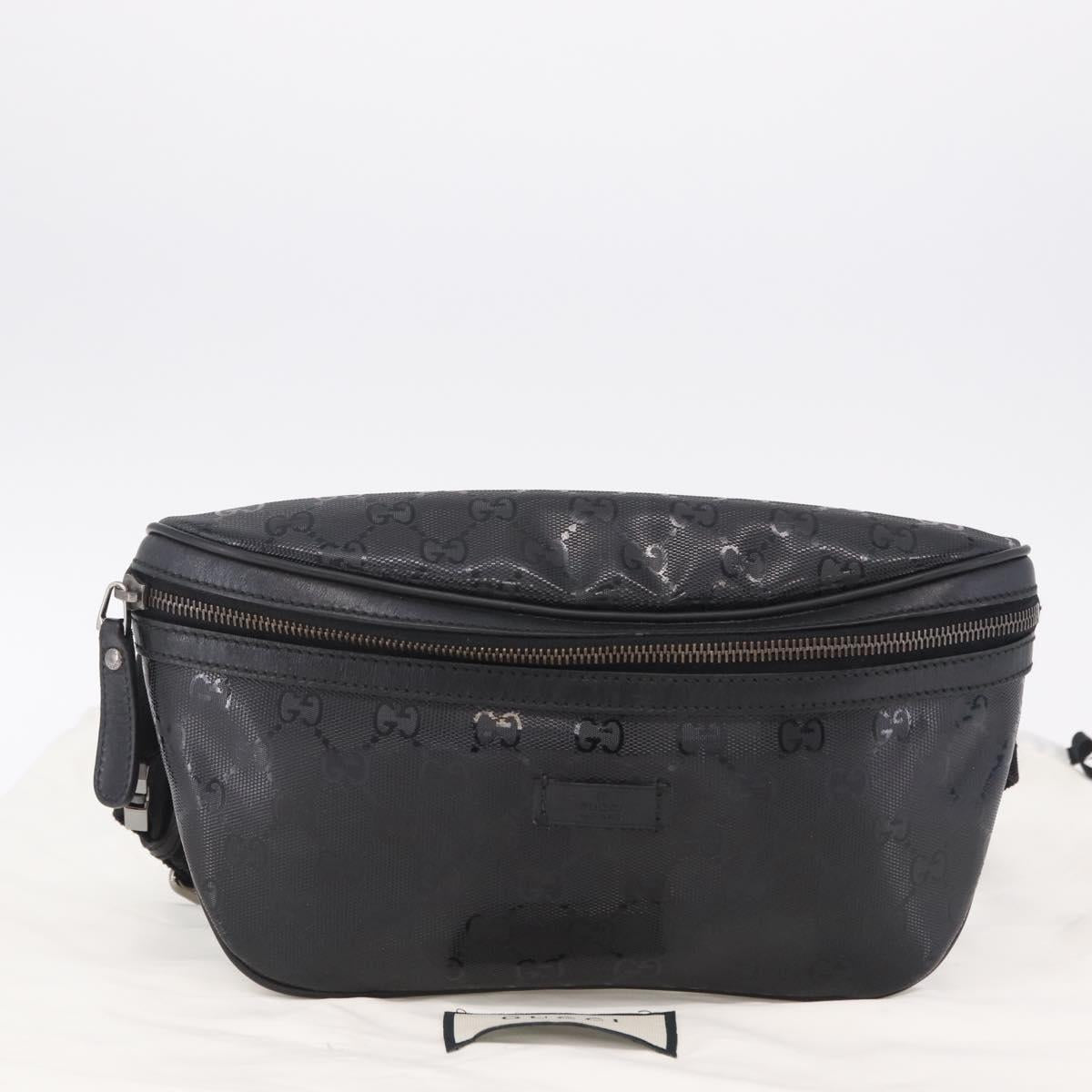 GUCCI GG Implementation Body Bag PVC Black Silver 233269 Auth 207765V