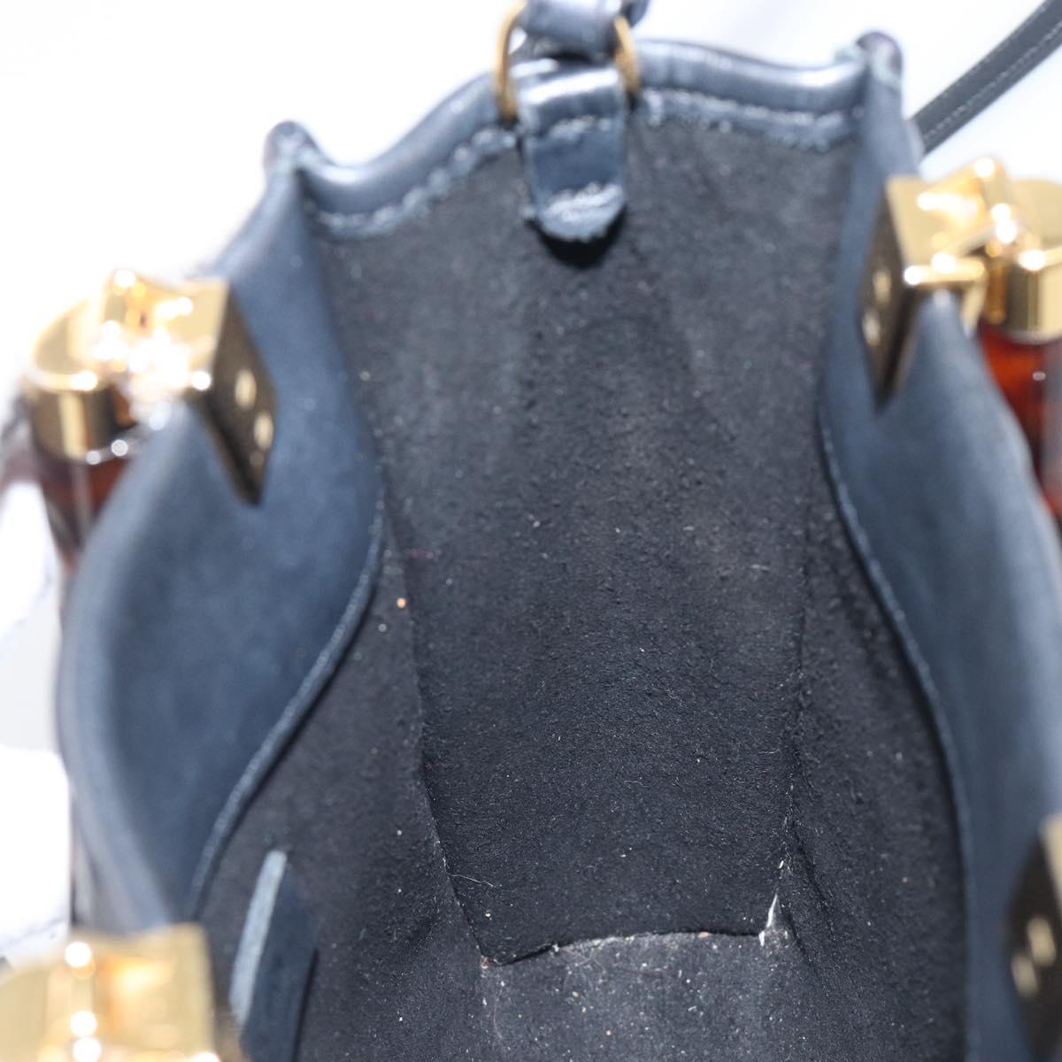 FENDI Zucca Hand Bag Leather 2way Black Gold Tone 8BS051 Auth 207767A