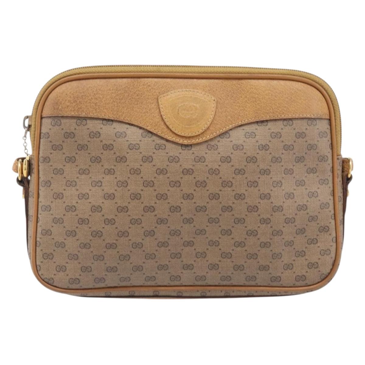 GUCCI Micro GG Shoulder Bag PVC Beige Gold Tone 007 123 0428 Auth 207770