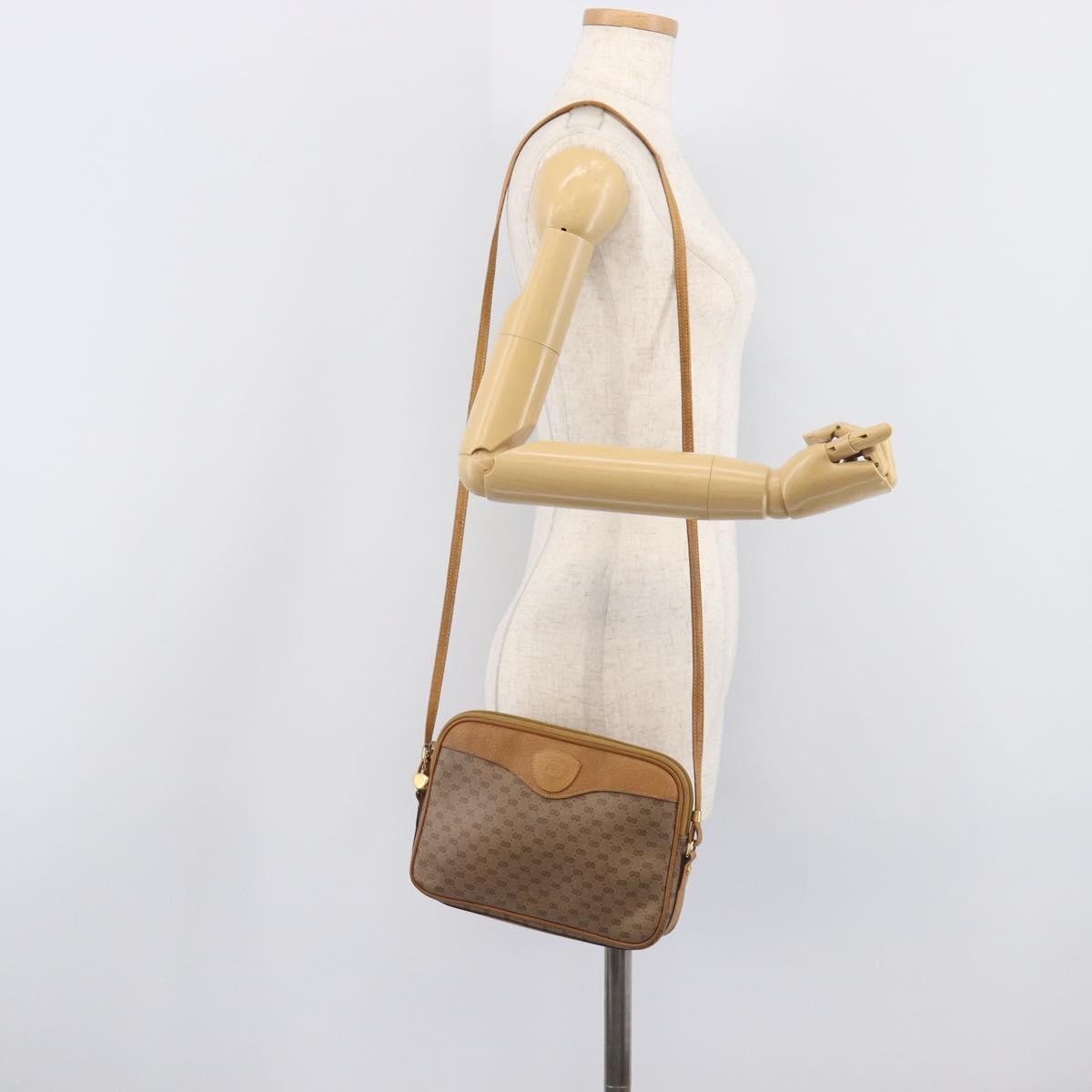 GUCCI Micro GG Shoulder Bag PVC Beige Gold Tone 007 123 0428 Auth 207770
