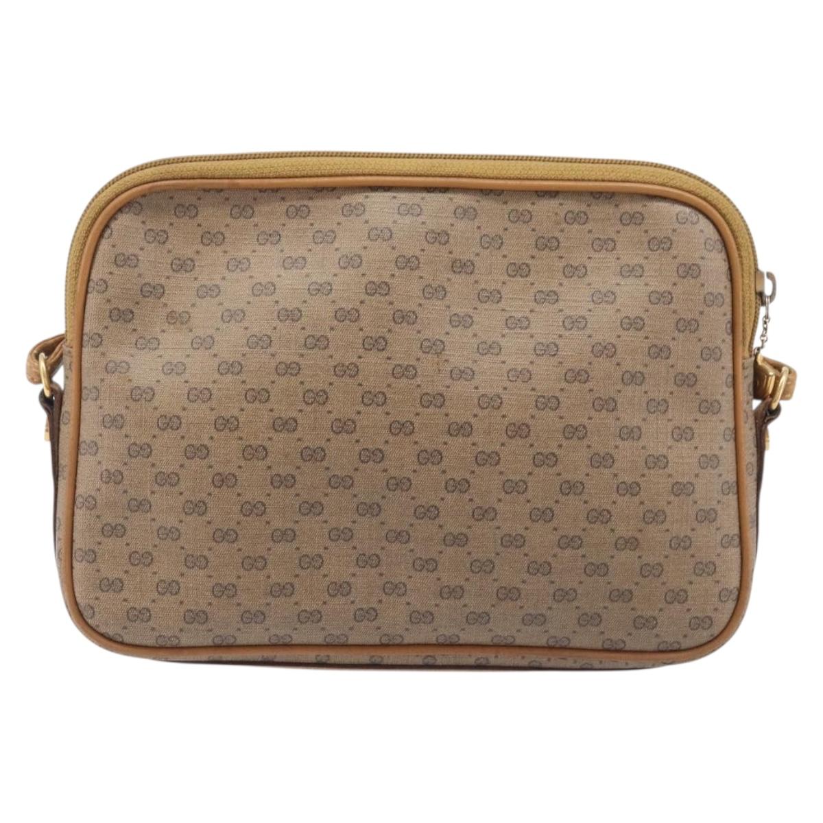 GUCCI Micro GG Shoulder Bag PVC Beige Gold Tone 007 123 0428 Auth 207770