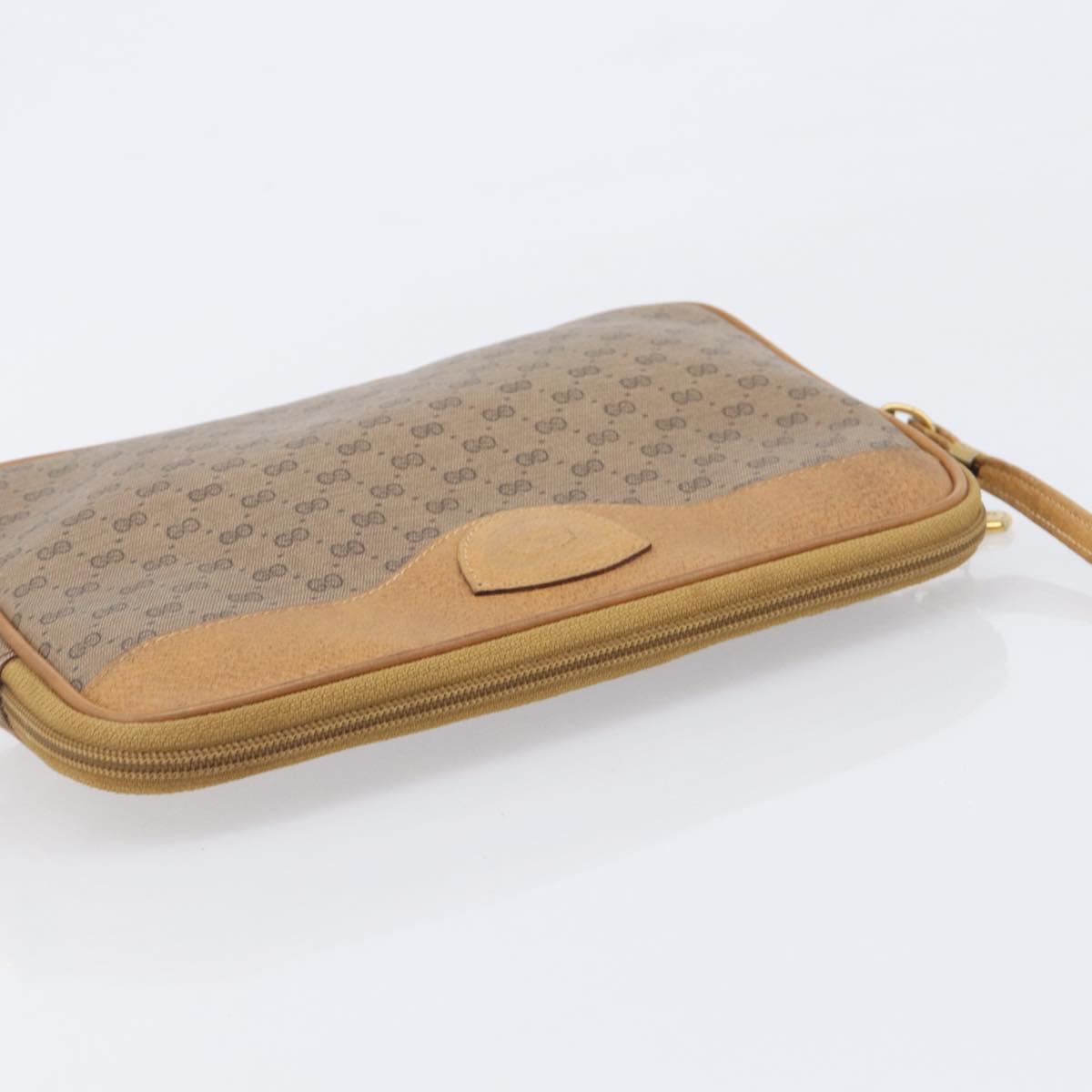 GUCCI Micro GG Shoulder Bag PVC Beige Gold Tone 007 123 0428 Auth 207770
