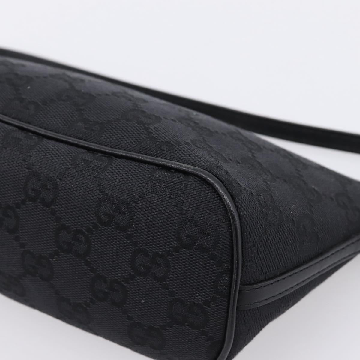 GUCCI GG Canvas Accessory Pouch Black Silver 07198 Auth 207773A