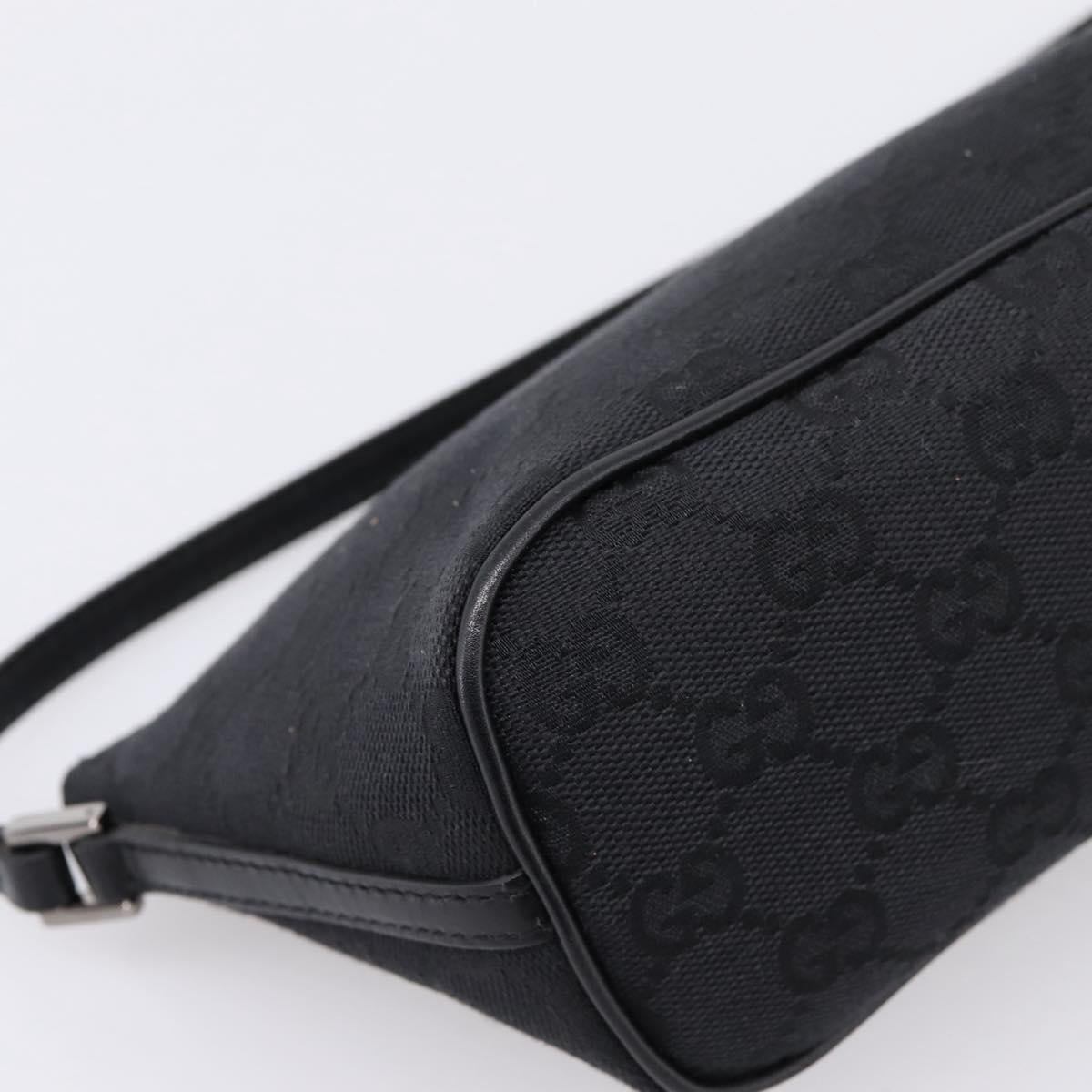 GUCCI GG Canvas Accessory Pouch Black Silver 07198 Auth 207773A