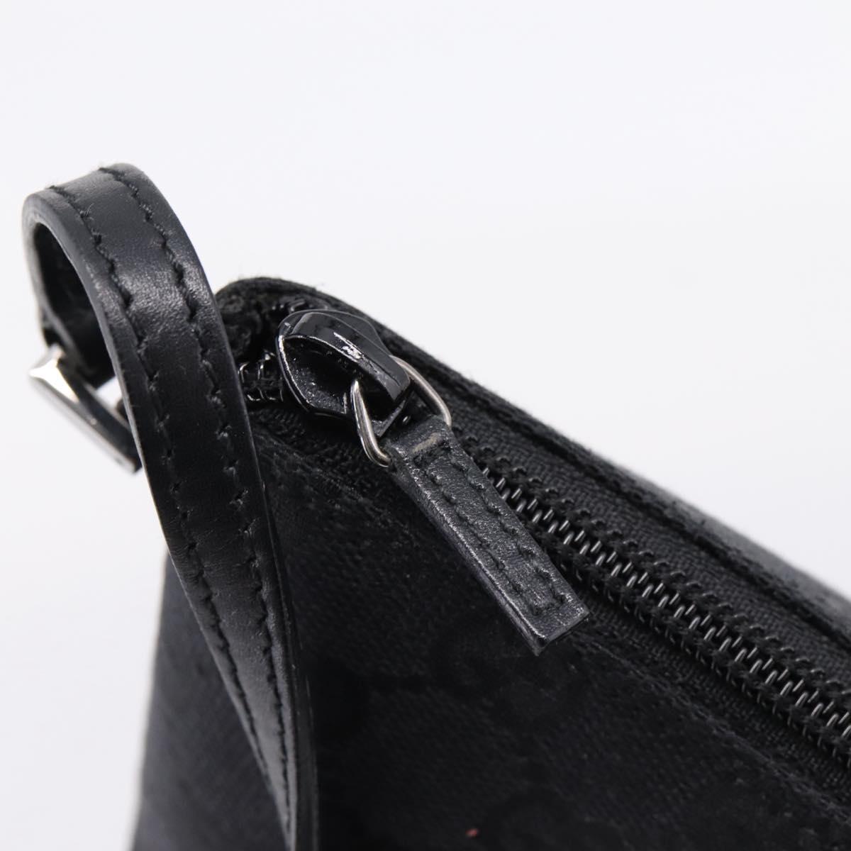 GUCCI GG Canvas Accessory Pouch Black Silver 07198 Auth 207773A
