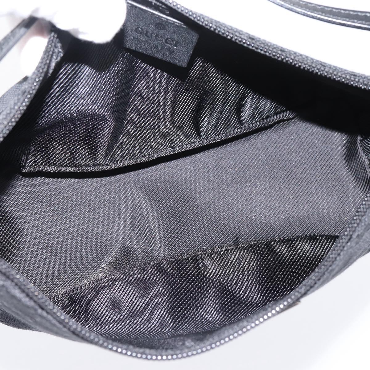 GUCCI GG Canvas Accessory Pouch Black Silver 07198 Auth 207773A