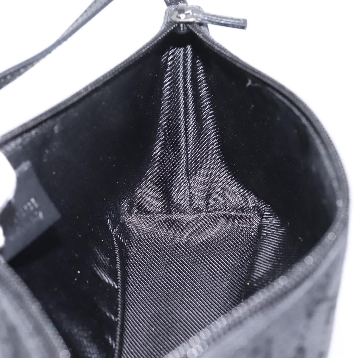 GUCCI GG Canvas Accessory Pouch Black Silver 07198 Auth 207773A