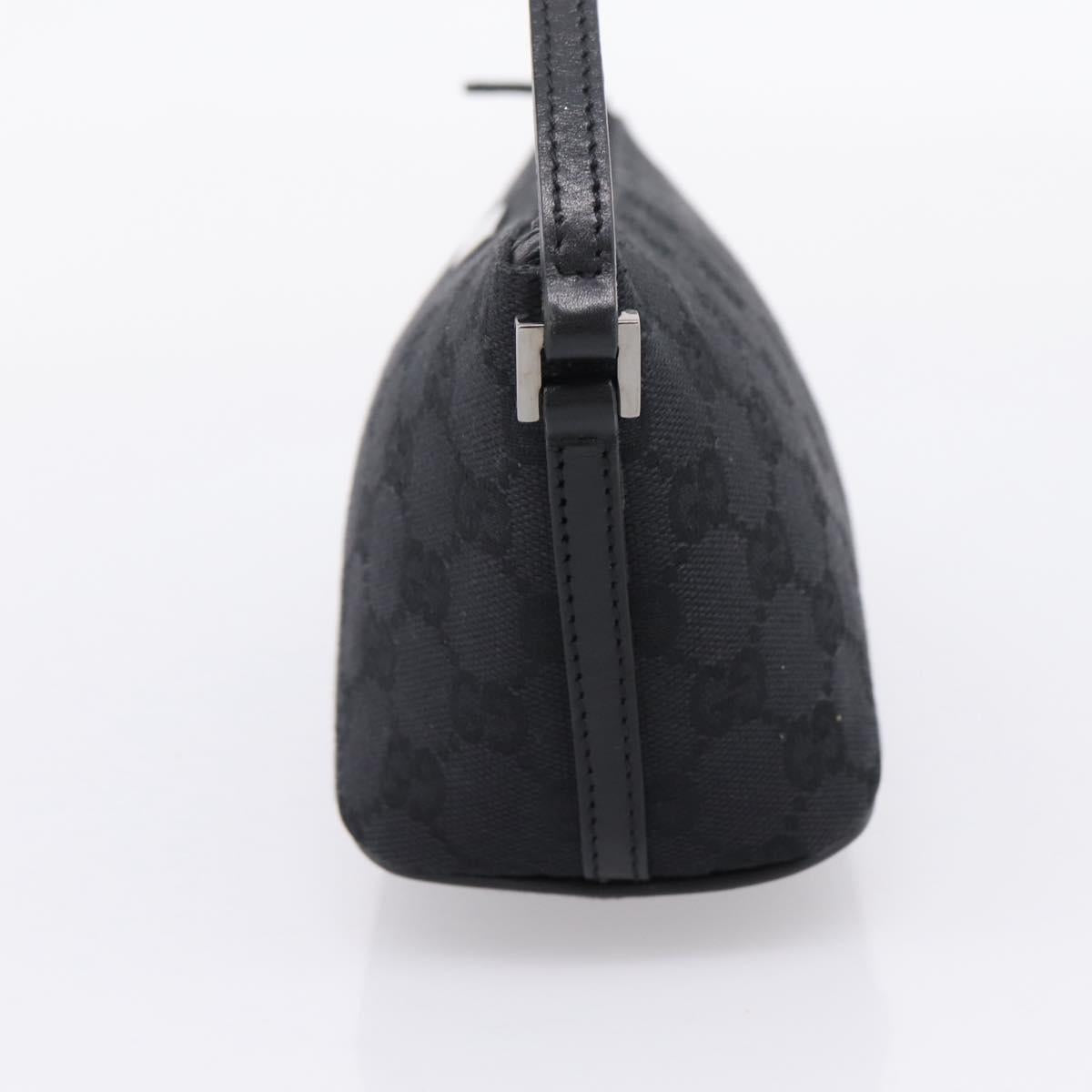 GUCCI GG Canvas Accessory Pouch Black Silver 07198 Auth 207773A