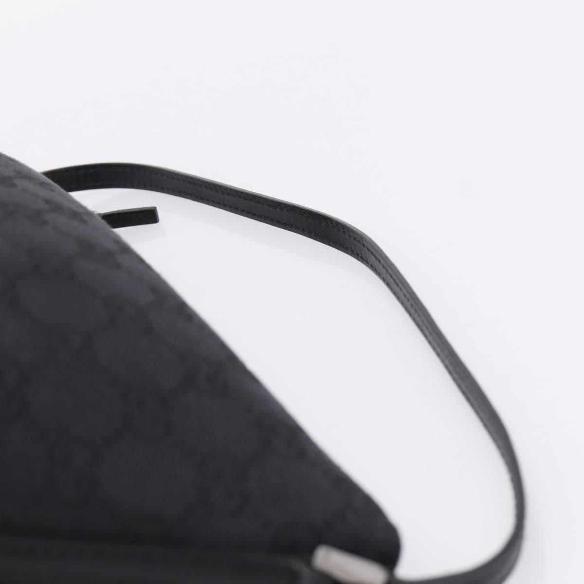 GUCCI GG Canvas Accessory Pouch Black Silver 07198 Auth 207773A
