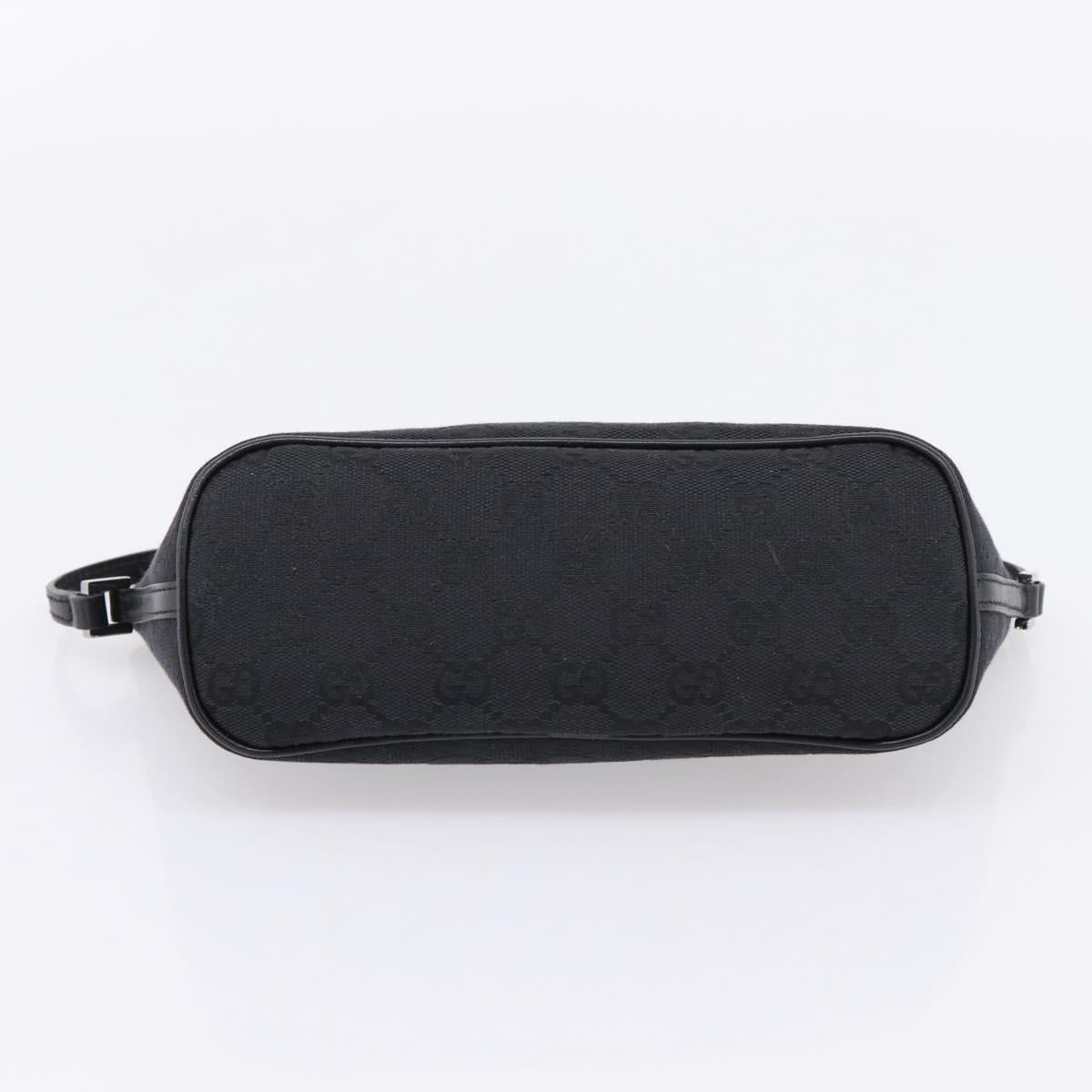 GUCCI GG Canvas Accessory Pouch Black Silver 07198 Auth 207773A