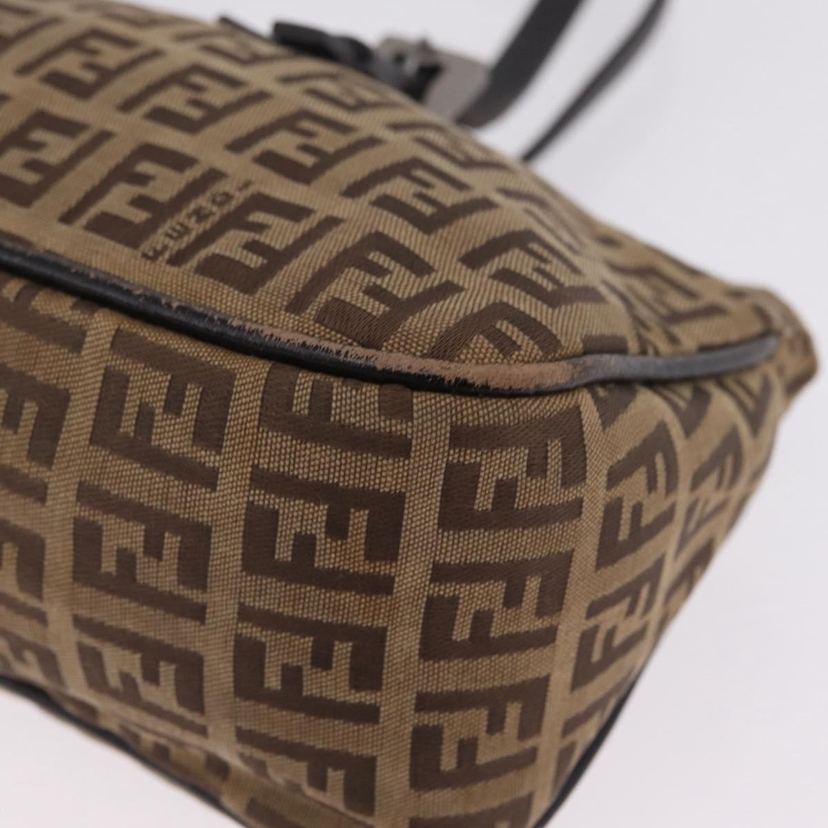 FENDI Zucchino Canvas Hand Bag Beige Silver 8BL015 Auth 207774