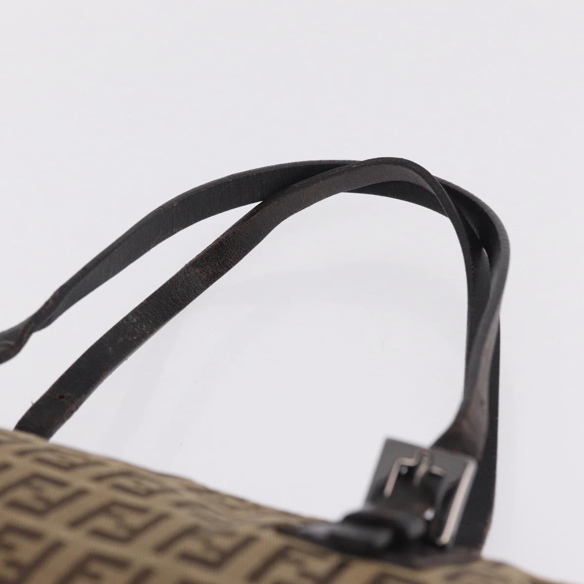 FENDI Zucchino Canvas Hand Bag Beige Silver 8BL015 Auth 207774