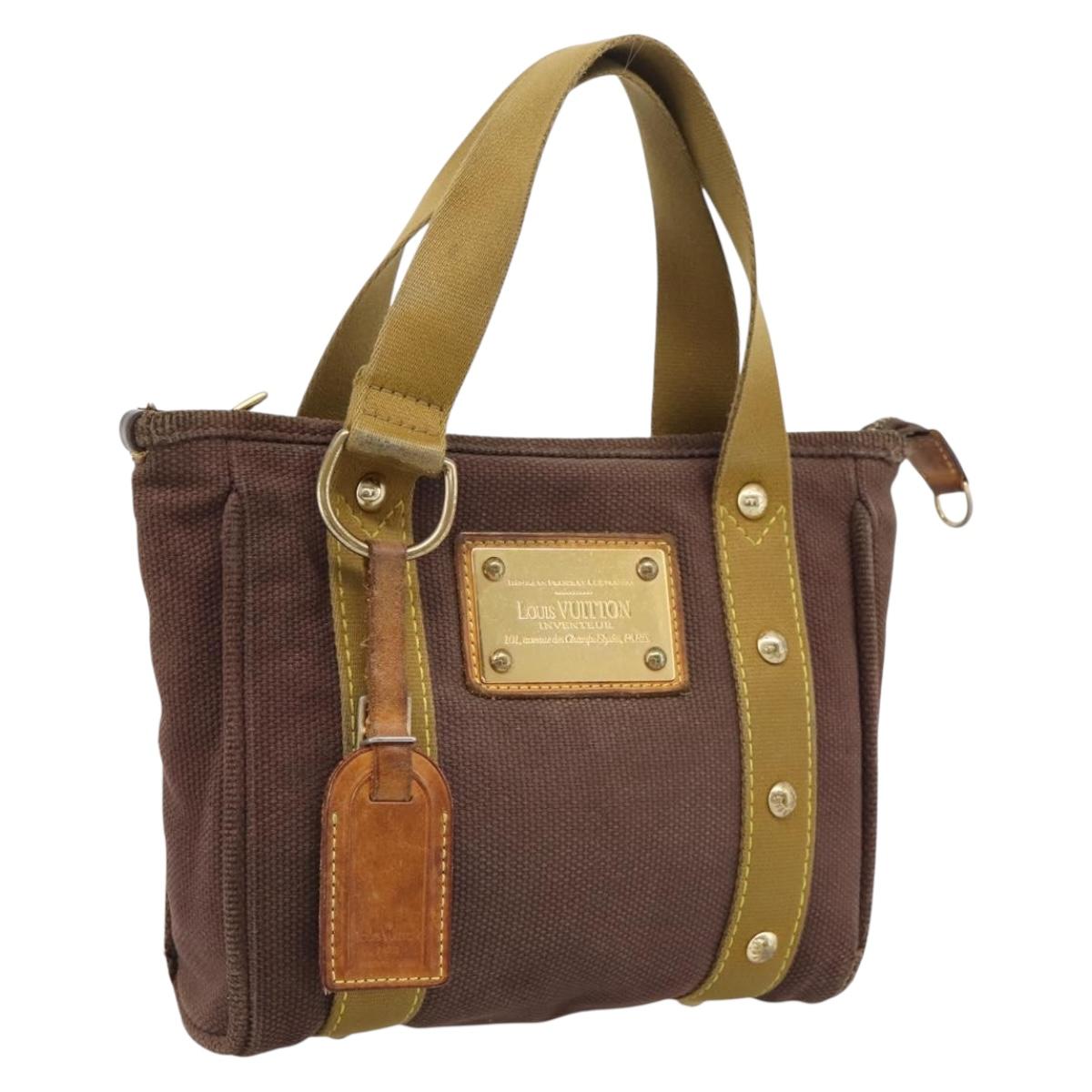 LOUIS VUITTON Antigua Cabas PM Hand Bag Canvas Brown M40089 LV Auth 207775