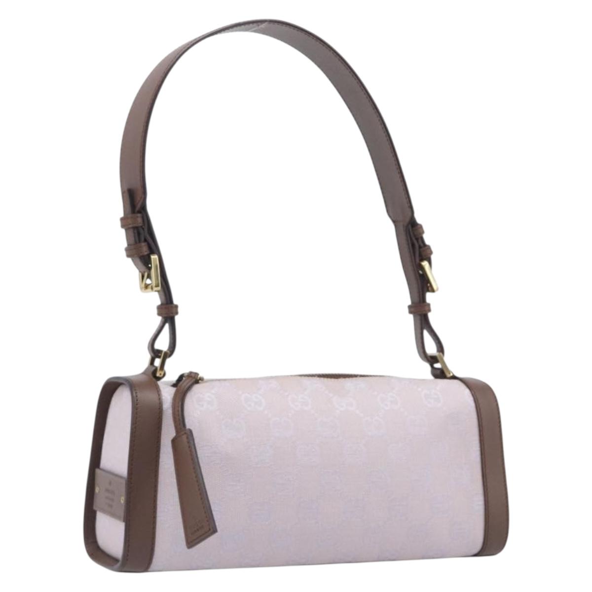 GUCCI GG Canvas Shoulder Bag Purple Gold Auth 207777V
