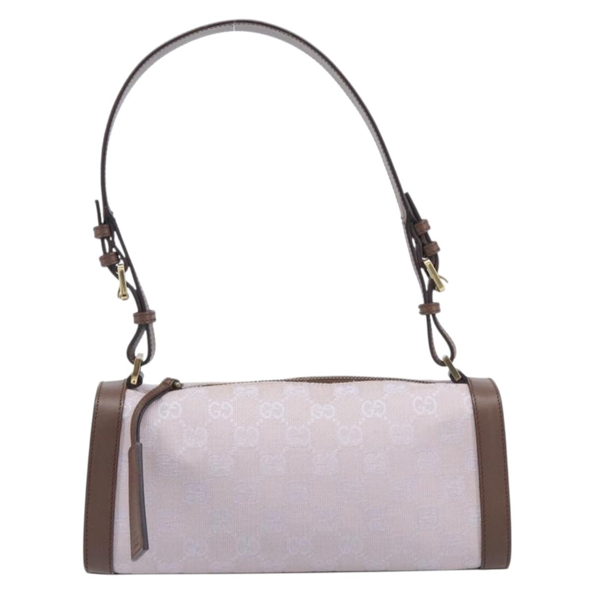 GUCCI GG Canvas Shoulder Bag Purple Gold Auth 207777V