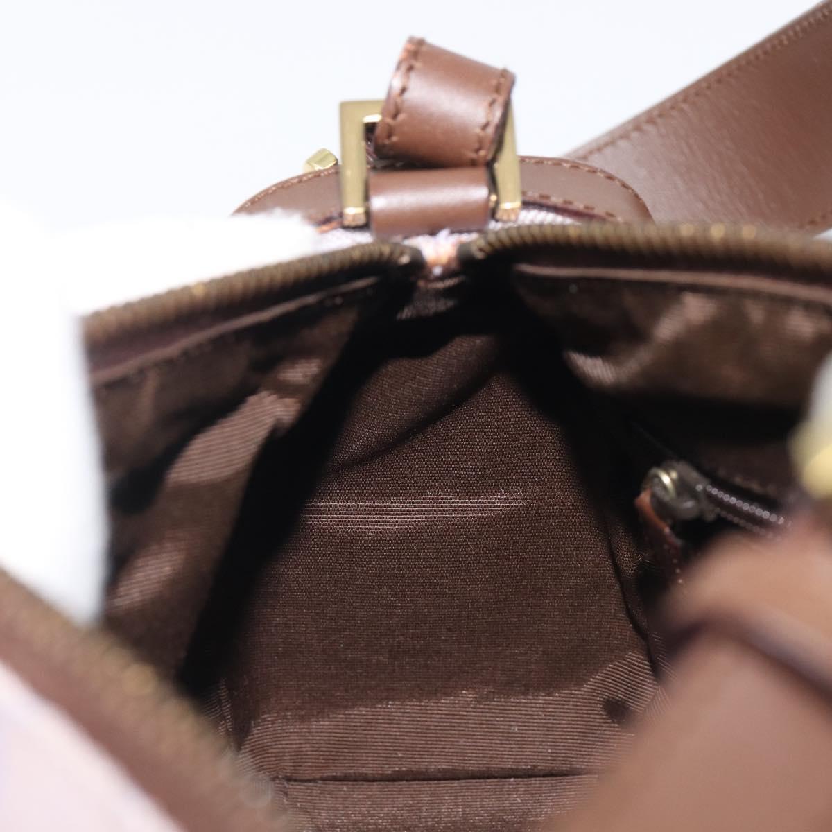 GUCCI GG Canvas Shoulder Bag Purple Gold Auth 207777V