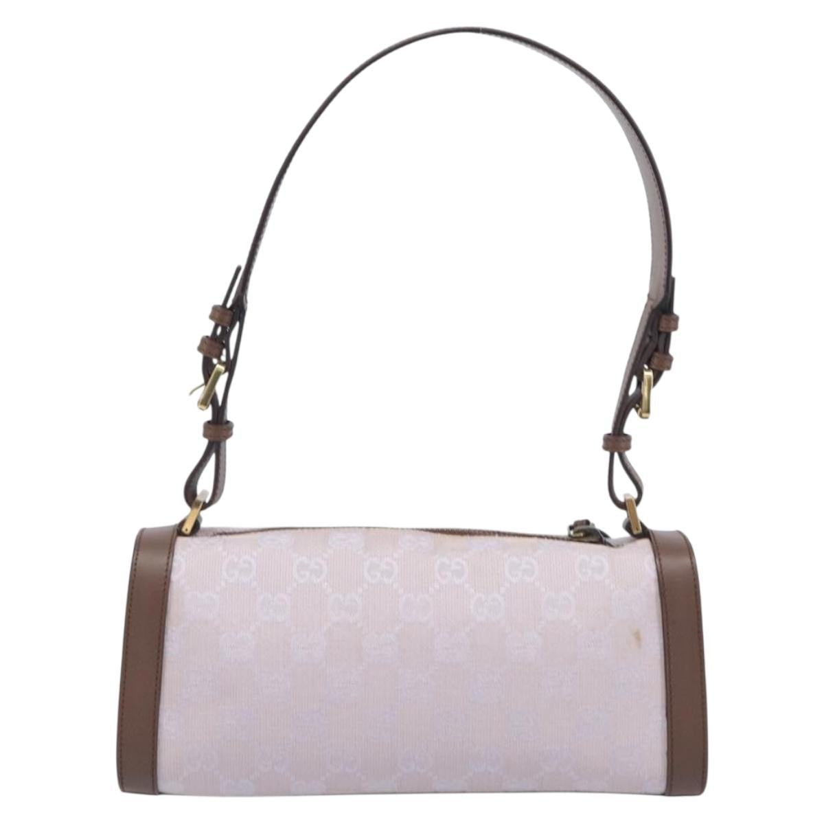 GUCCI GG Canvas Shoulder Bag Purple Gold Auth 207777V