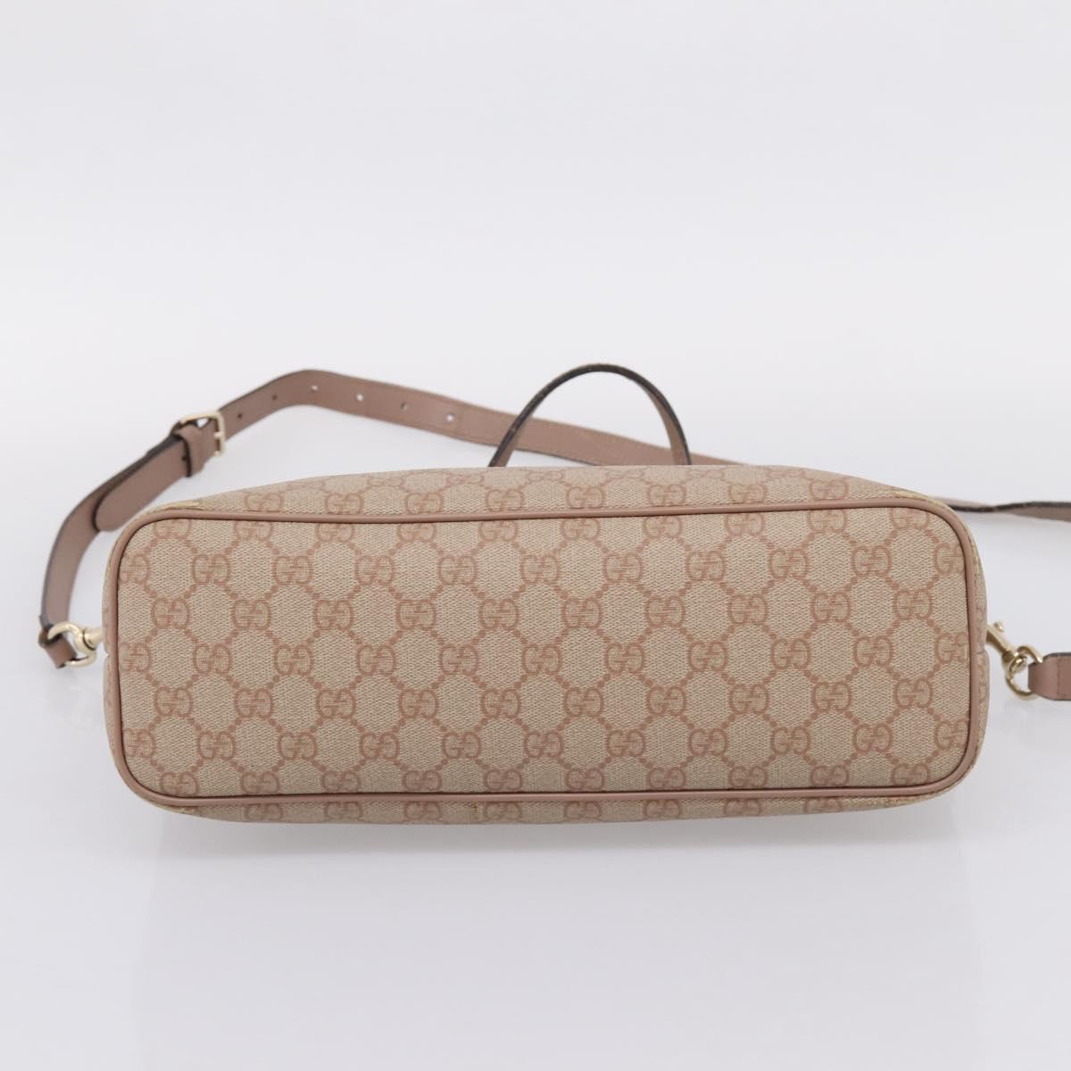 GUCCI GG Supreme Hand Bag PVC 2way Pink Gold Tone 353439 Auth 207789