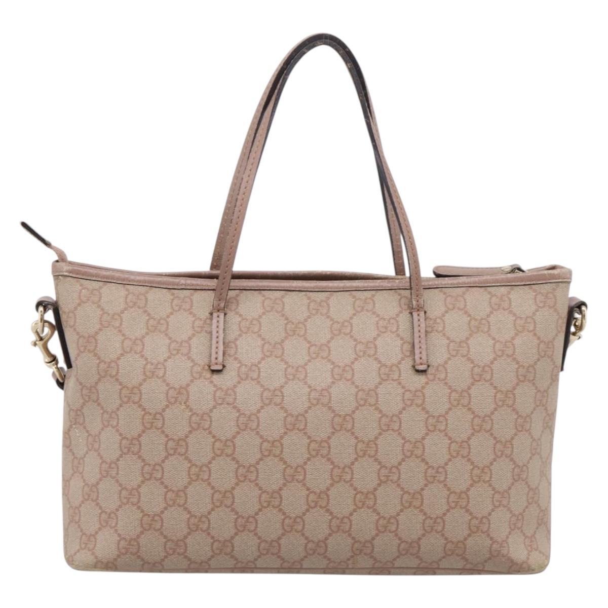 GUCCI GG Supreme Hand Bag PVC 2way Pink Gold Tone 353439 Auth 207789